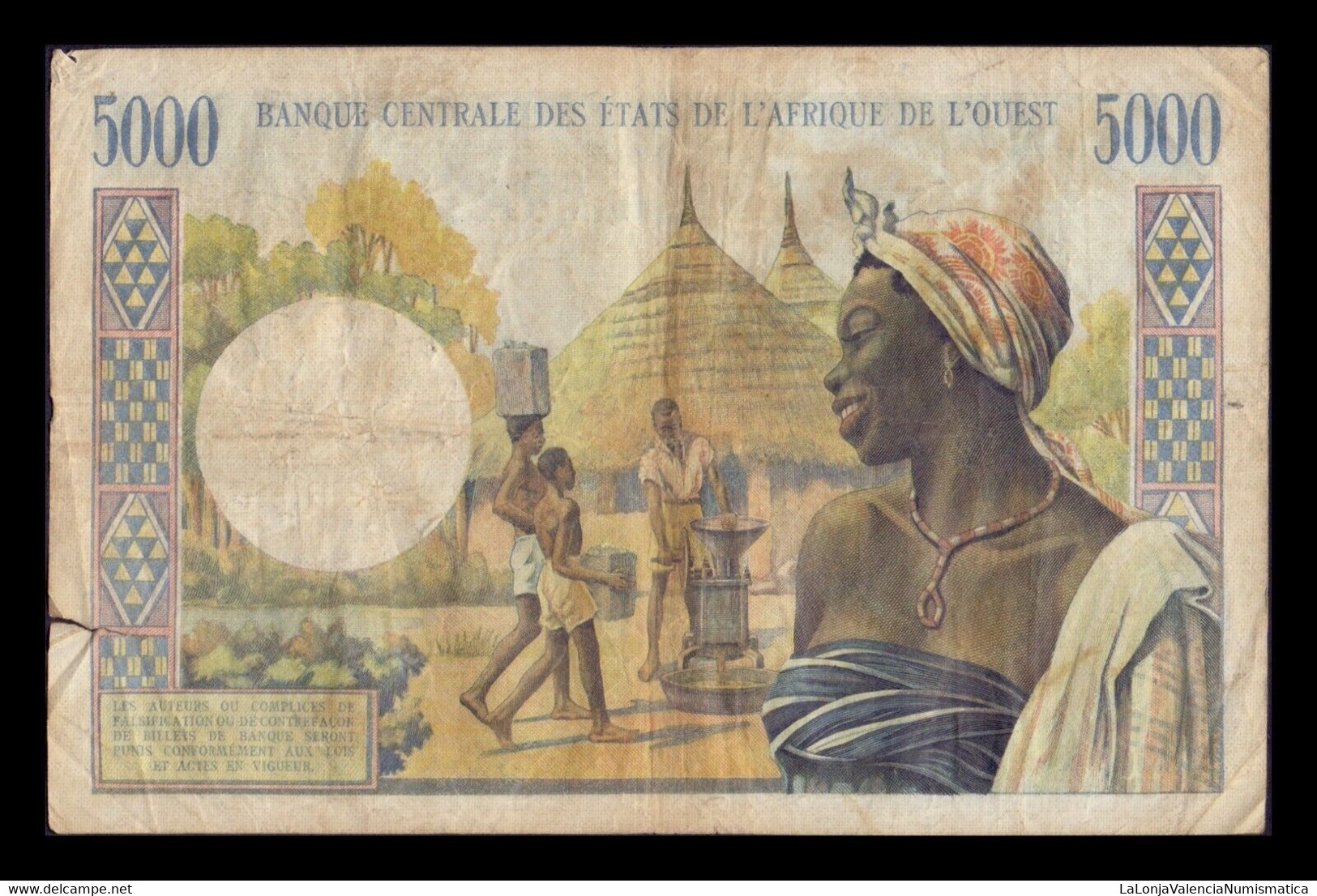 Estados De Africa Occidental Senegal 5000 Francos 1959-1965 Pick 704Kl 373 BC F - Sénégal