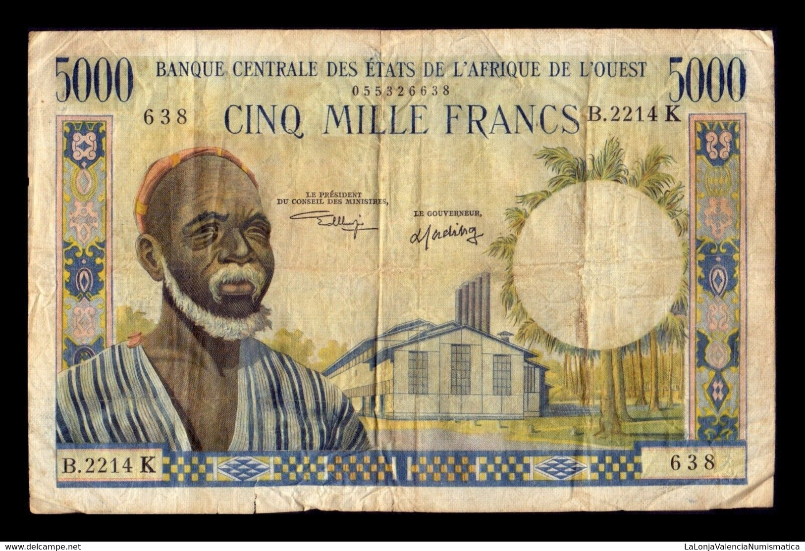 Estados De Africa Occidental Senegal 5000 Francos 1959-1965 Pick 704Kl 638 BC F - Sénégal