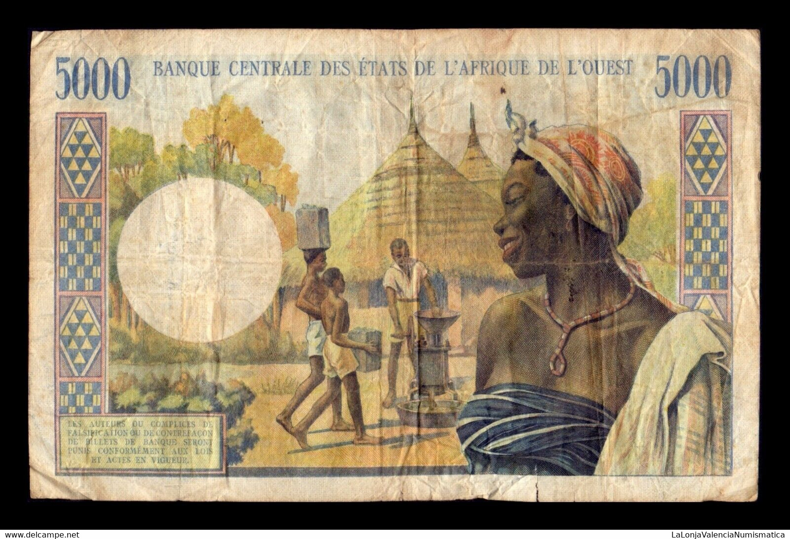 Estados De Africa Occidental Senegal 5000 Francos 1959-1965 Pick 704Kl 638 BC F - Sénégal