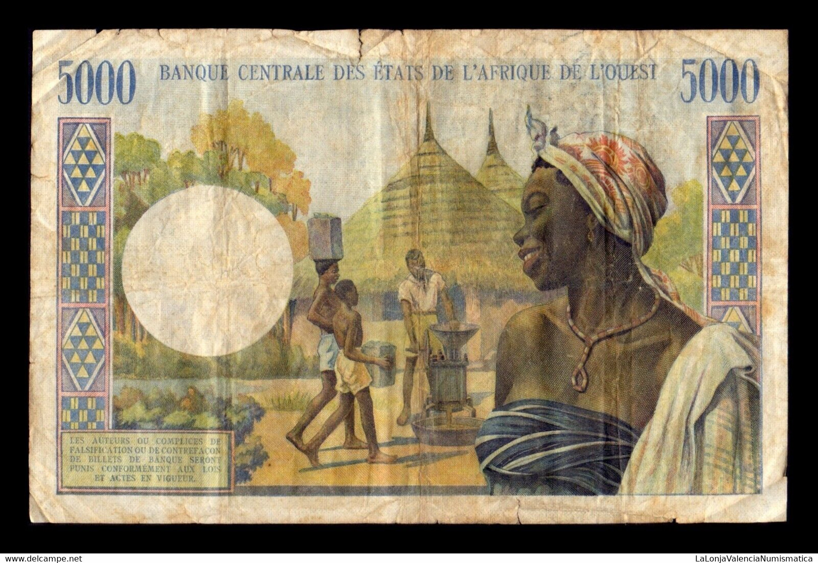 Estados De Africa Occidental Senegal 5000 Francos 1959-1965 Pick 704Kl 468 BC F - Sénégal