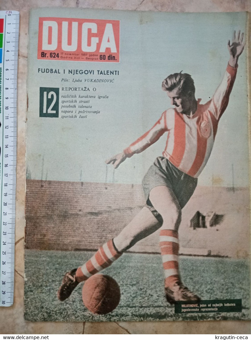 1957 YUGOSLAVIA VINTAGE DUGA MAGAZINE NEWSPAPERS Football Audrey Hepburn Christian Dior ANNE FRNK THEATRE Martine Carol - Idiomas Eslavos