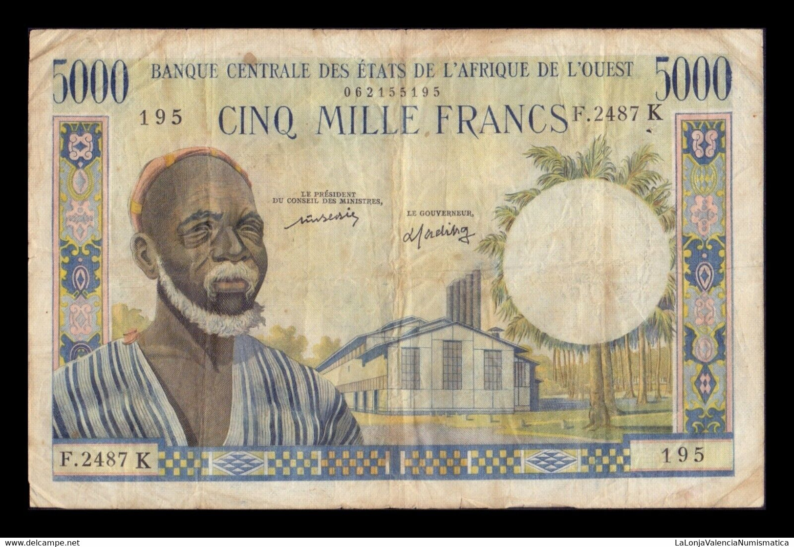 Estados De Africa Occidental Senegal 5000 Francos 1959-1965 Pick 704Km 195 BC F - Senegal