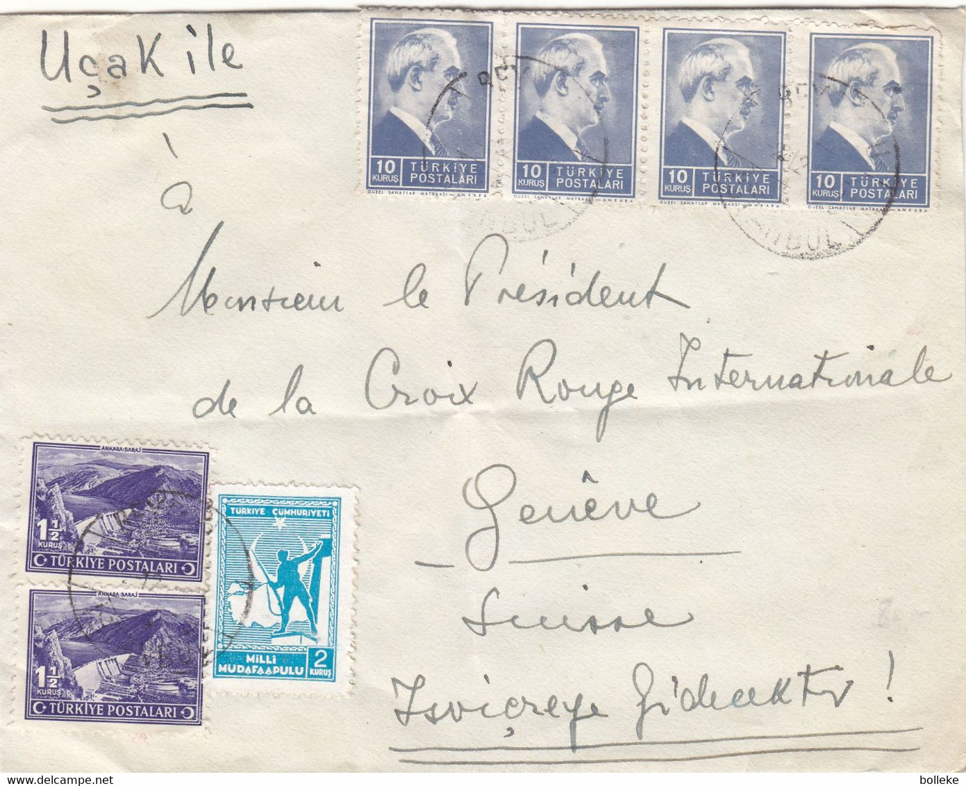 Turquie - Lettre De 194... ° Exp Vers Genève - - Lettres & Documents