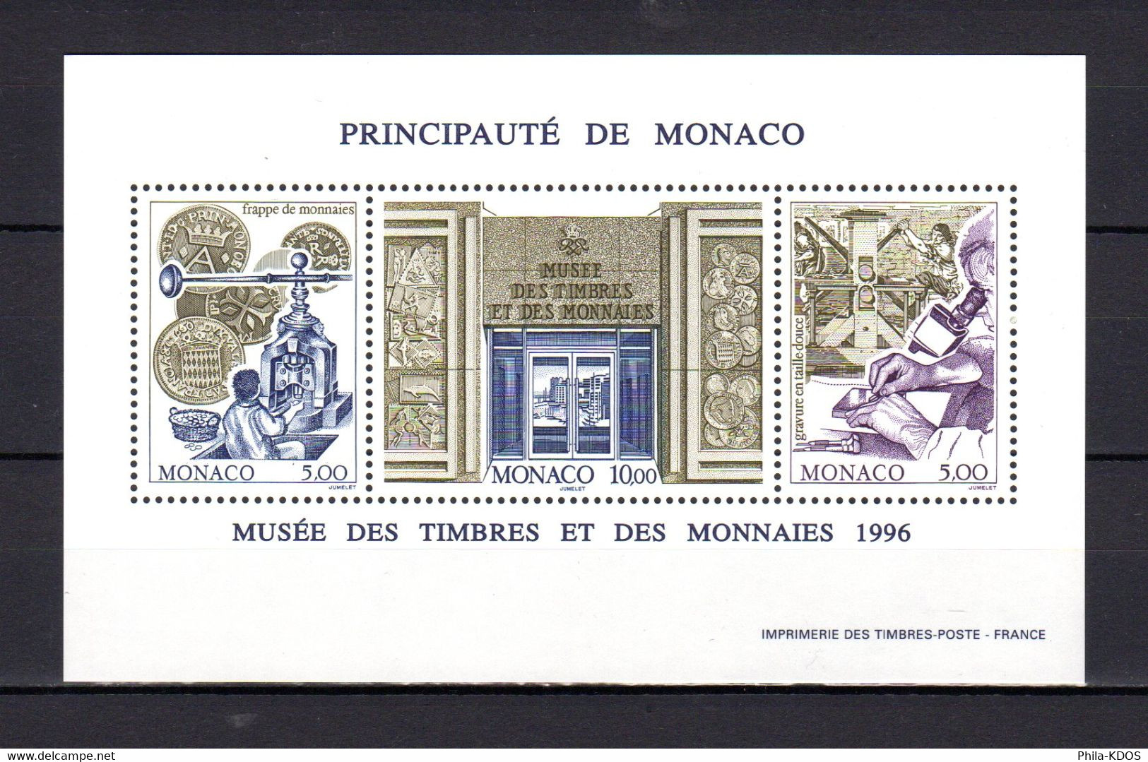 &#9989; Faciale (20 Frs) - 30 %" MUSEE DES TIMBRES ET MONNAIES DE MONACO " Sur BF N°YT 73 Neuf ** MNH De 1996 A Saisir ! - Museums