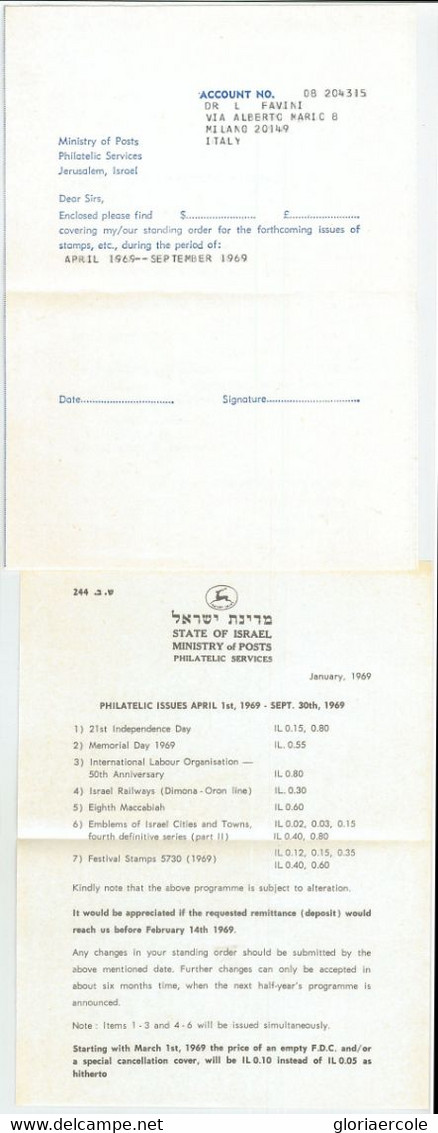 67004 - ISRAEL - Postal History -  LETTER With OFFICIAL POST LEAFLET: Ports 1969 - Other & Unclassified