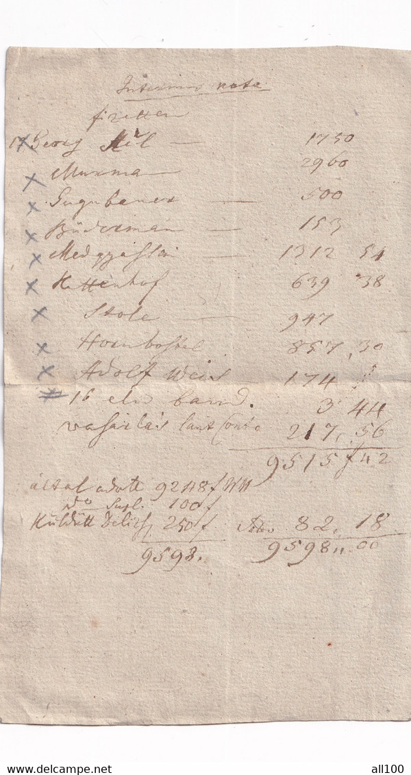 A18759 - RECEIPT INTERIMS NOTA FROM AUSTRIAN EMPIRE 1800s OLD HANDWRITTEN DOCUMENT - Austria