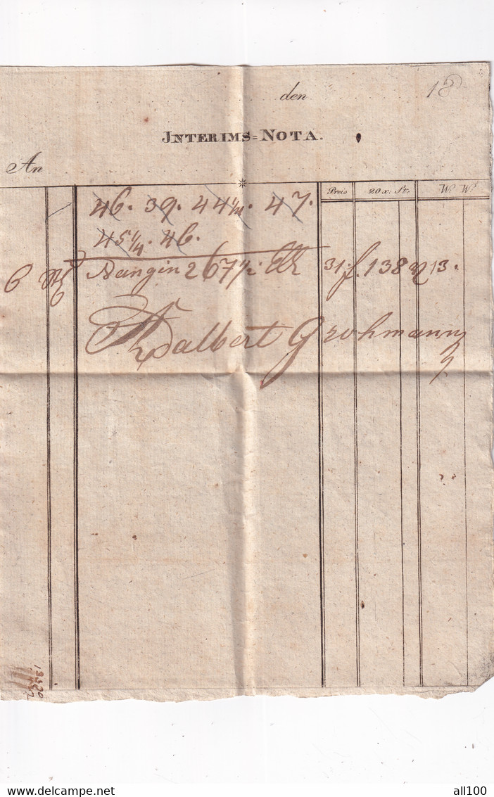 A18765 - INVOICE FROM AUSTRIAN EMPIRE INTERIMS NOTA 1800s OLD HANDWRITTEN DOCUMENT - Autriche