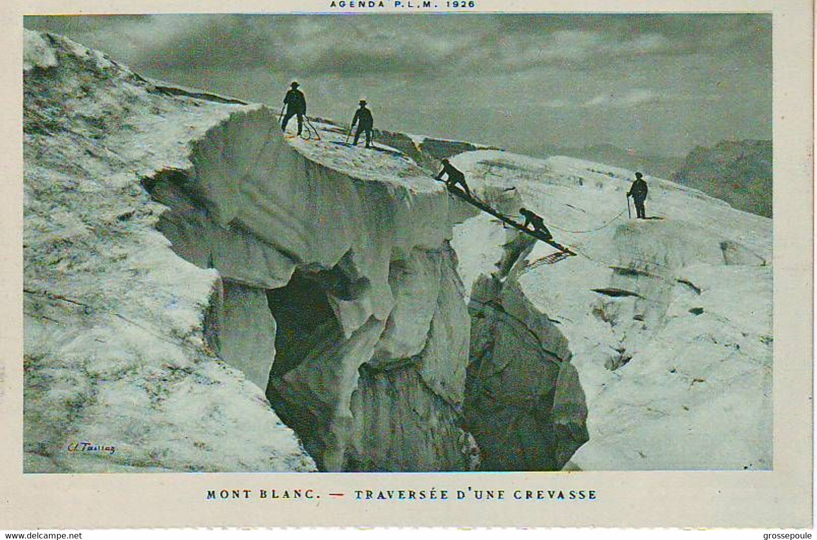 CPA ALPINISME 1926 - MONT BLANC - 74 -  TRAVERSEE D UNE CREVASSE - Alpinisme