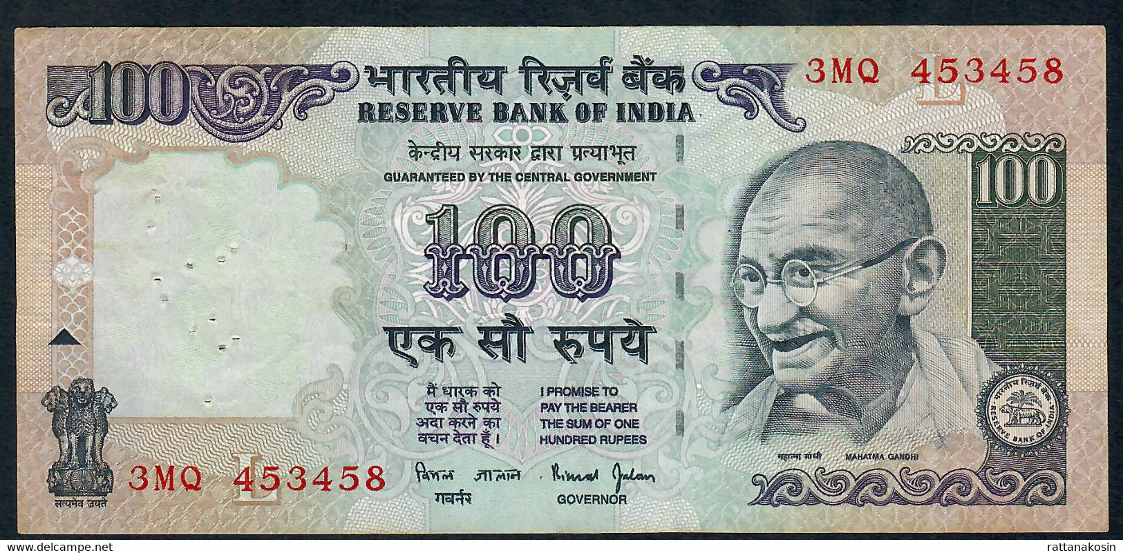 INDIA P91b5 100 RUPEES 1996 Signature 18  LETTER L #3MQ   FINE - Inde