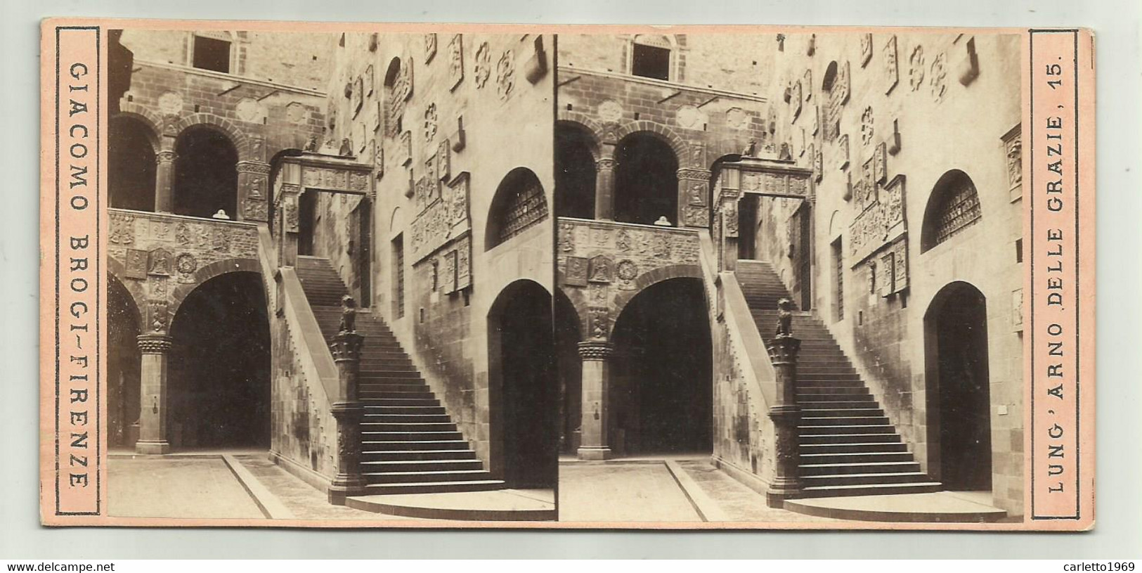 CORTILE DEL BARGELLO FIRENZE  - CARTA STEREOSCOPICA - Stereo-Photographie