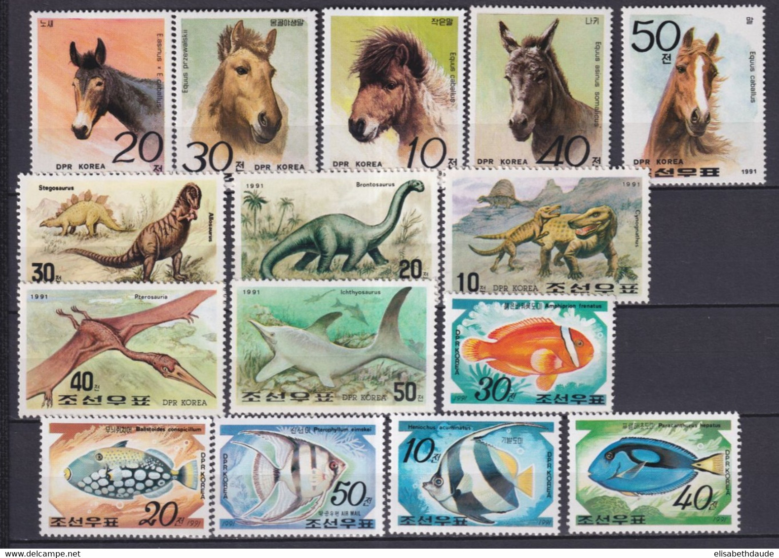 KOREA - 1991 - ANNEE INCOMPLETE ** MNH 3 PAGES ! - ANIMAUX/TRANSPORTS/FLEURS ETC....COTE YVERT = 101 EUR - Korea (Noord)