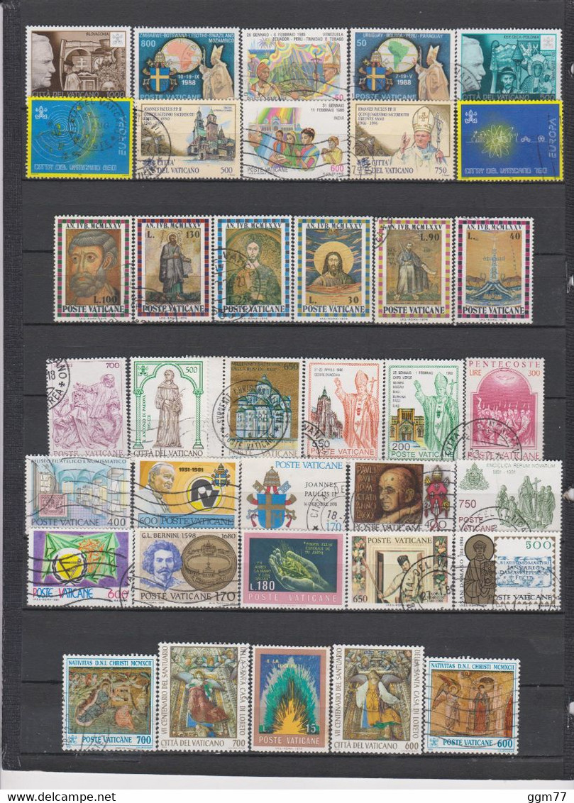 136 TIMBRES VATICAN OBLITERES & NEUFS** + SANS GOMME DE 1973 à 1996  Cote : 106,70 € - Oblitérés