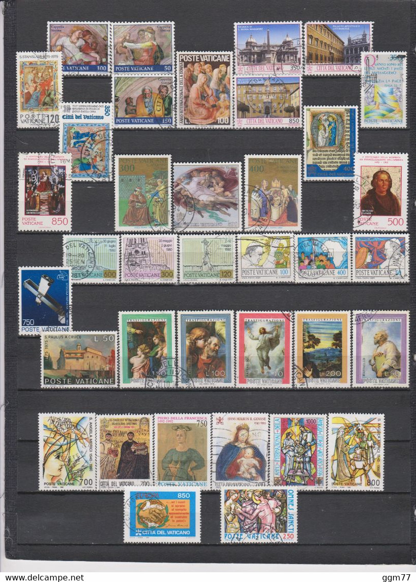 136 TIMBRES VATICAN OBLITERES & NEUFS** + SANS GOMME DE 1973 à 1996  Cote : 106,70 € - Oblitérés