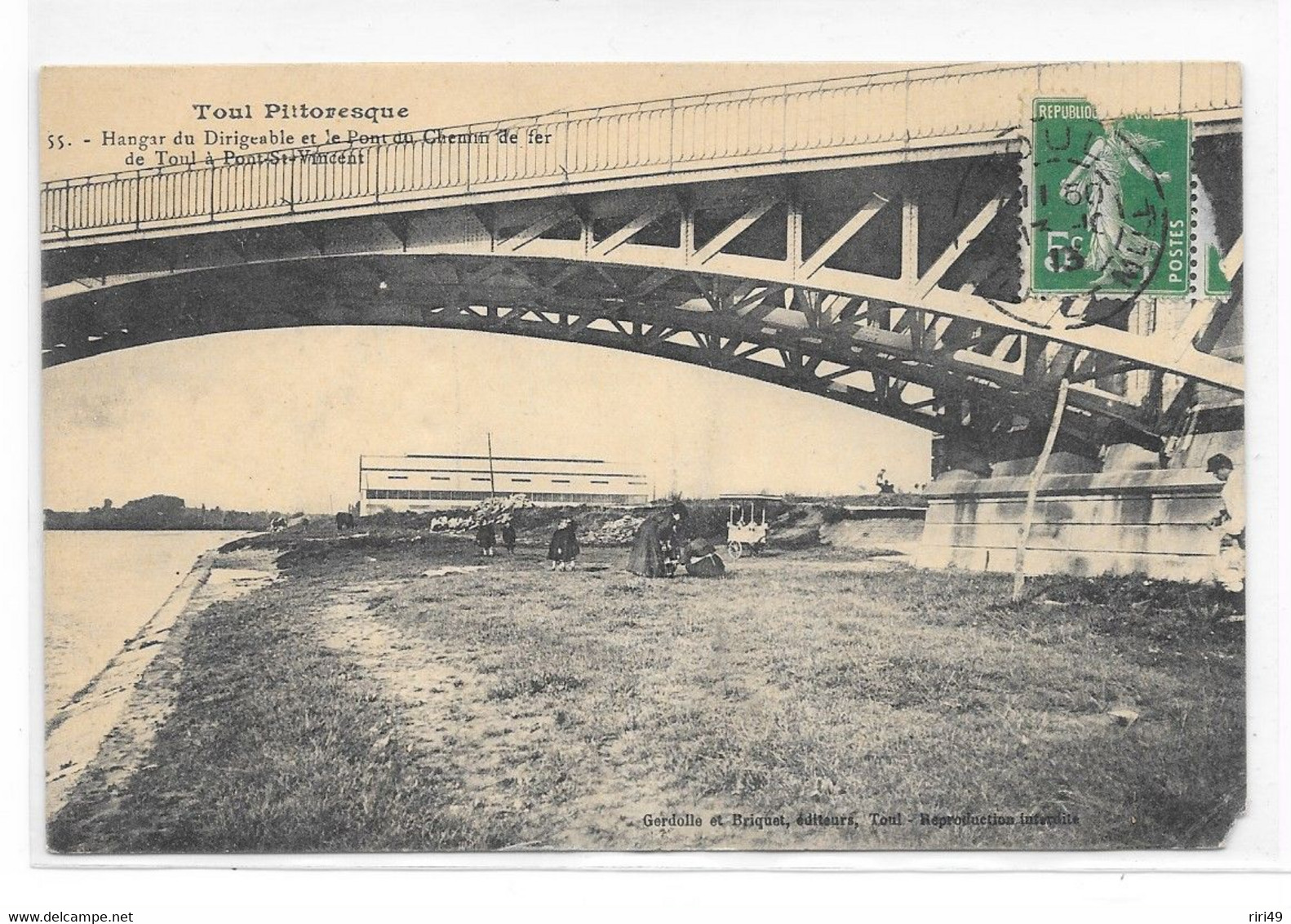 Cpa, 54 TOUL, N°55, Hangar Du Dirigeable Et Le Pont Du Chemin De Fer De Toul à Pont ST Vincent, DOS ECRIT 1913 - Toul