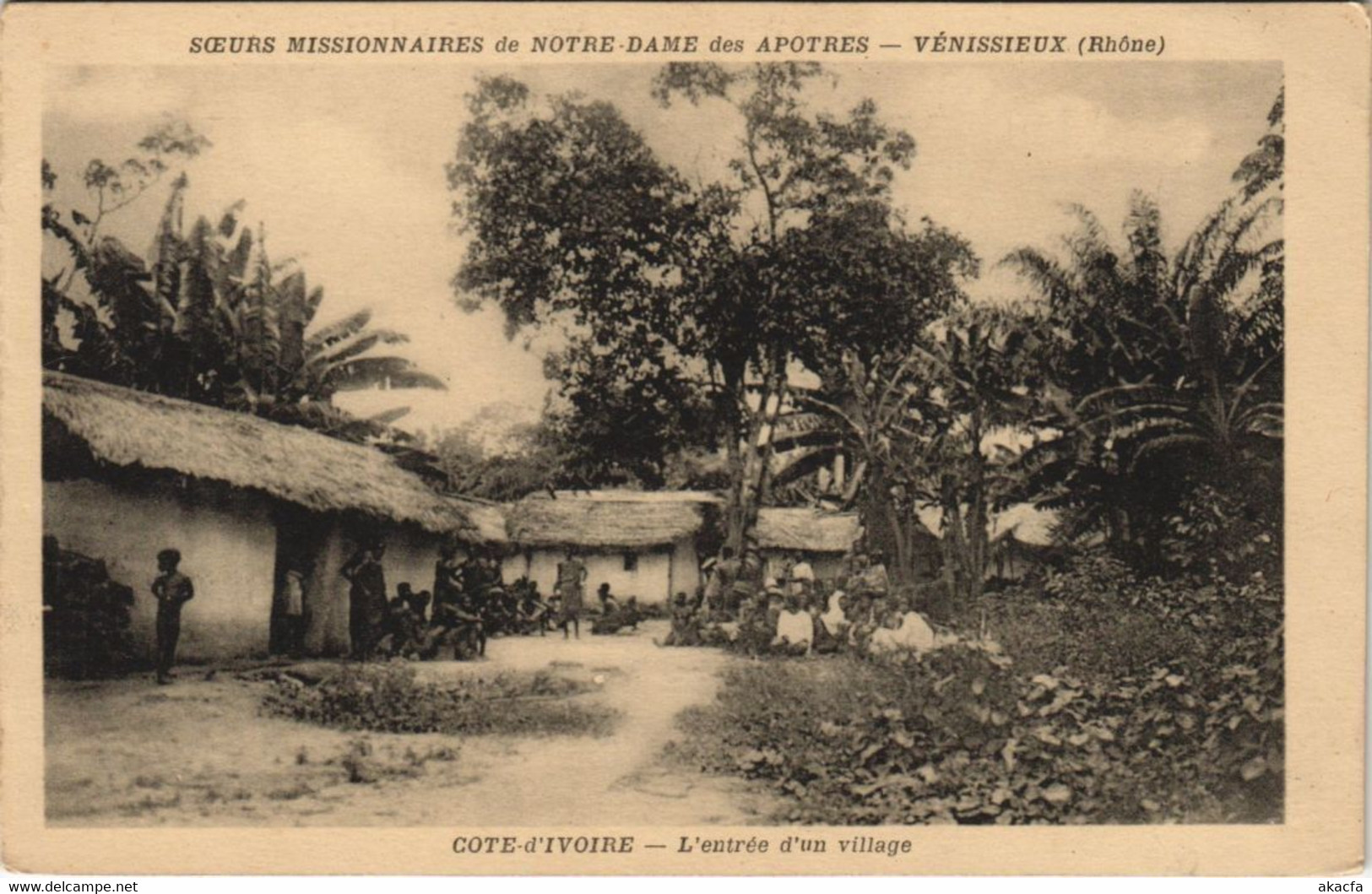 PC MISSIONARIES ENTRÉE D'UN VILLAGE IVORY COAST (a28298) - Côte-d'Ivoire