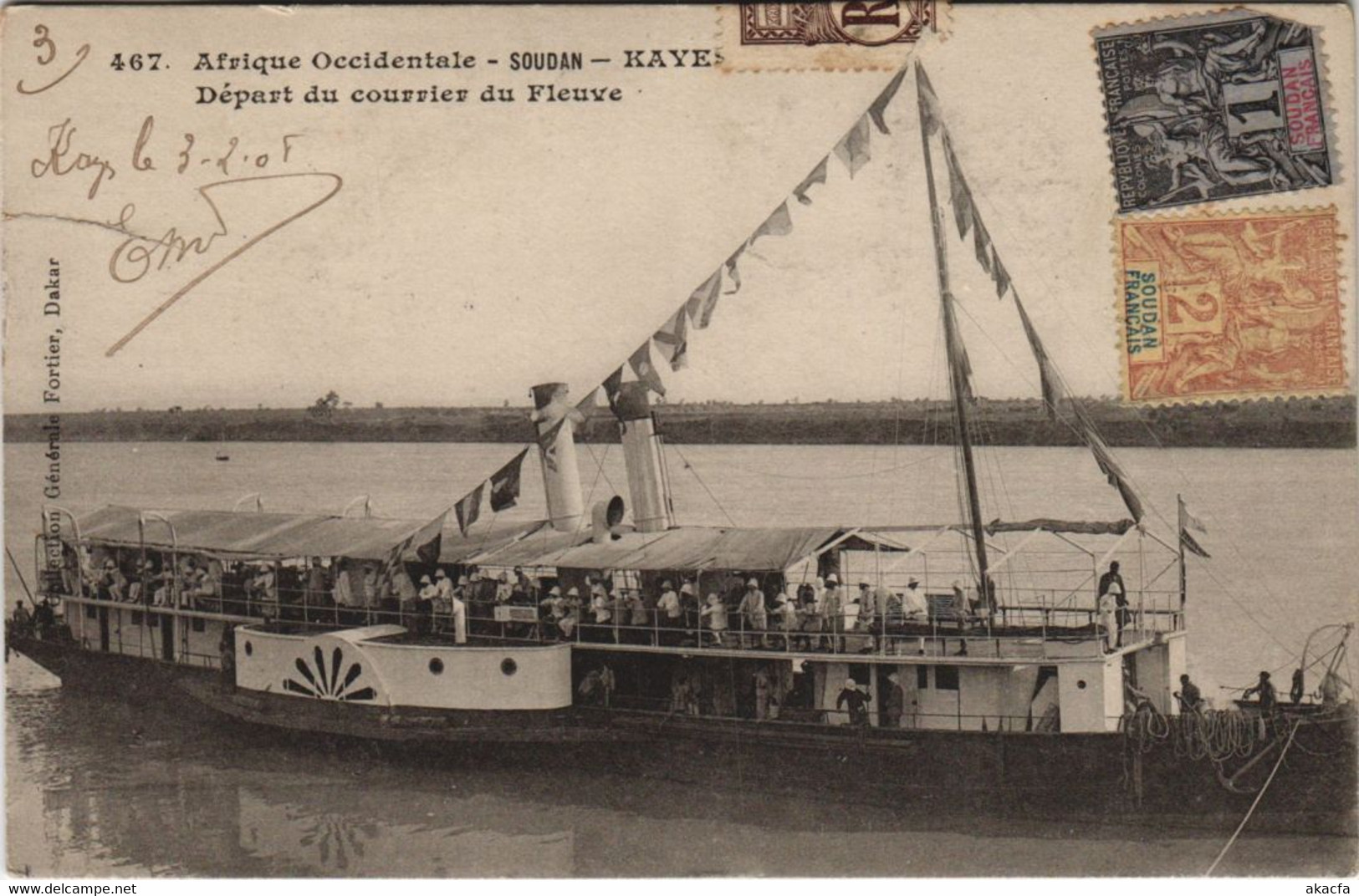 PC ED. FORTIER KAYES DEPART D'UN COURRIER DU FLEUVE SOUDAN (a28306) - Sudan