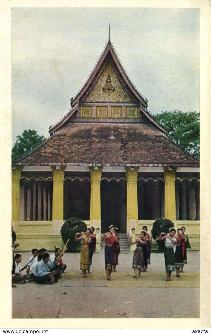 PC LAOS, VIENTIANE, BALLET DEVANT VAT MIXAY, Vintage Postcard (b44702) - Laos