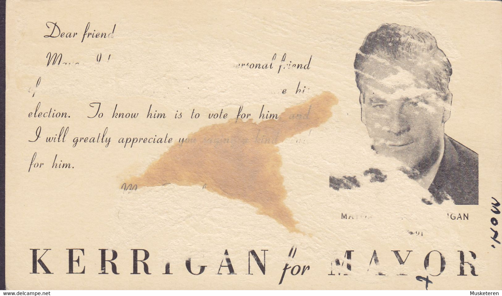 Uprated Postal Stationery Ganzsache PRIVATE Print KERRIGAN For MAYOR, CHICAGO 1953 SIOUX FALLS Philippine Islands Stamps - 1941-60