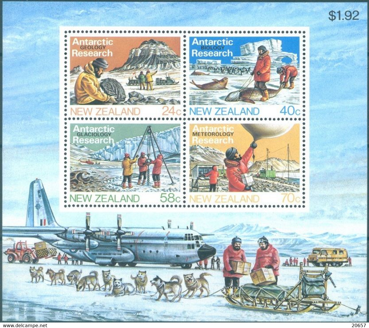 Nouvelle-Zélande New Zealand 0859/62 Et Bf 049 Faune, Pingouin, Chien Husky, Ballon Météo, Phoque, Avion, Terre De Ross - Fauna Antartica