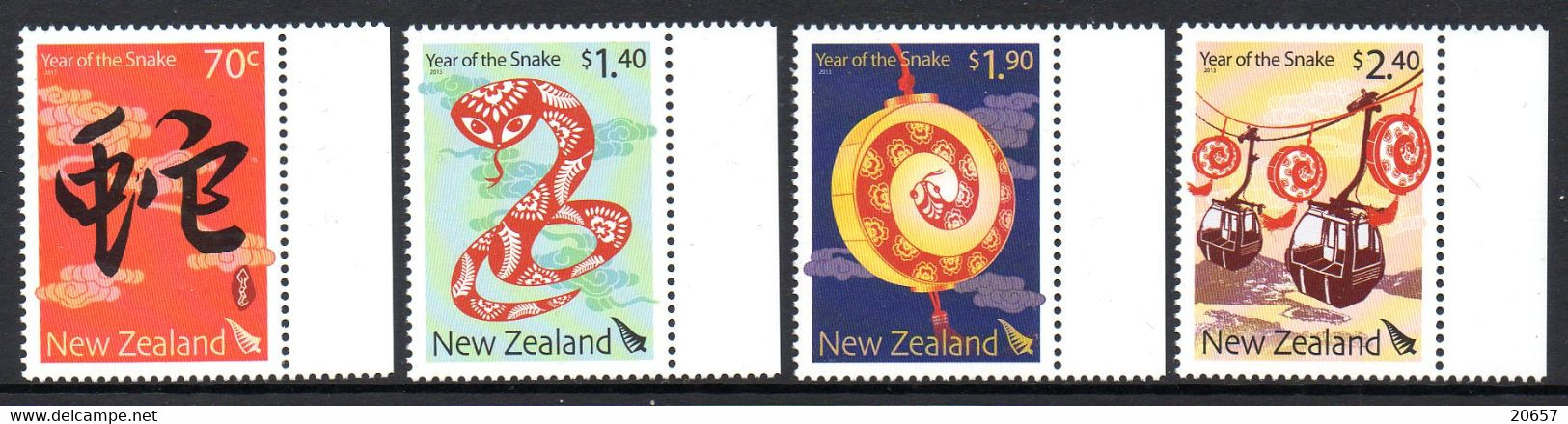 Nouvelle-Zélande New Zealand 2866/69 Et Bf 284 Zodiaque Chinois, Année Lunaire Du Serpent, Téléphérique - Astrologie