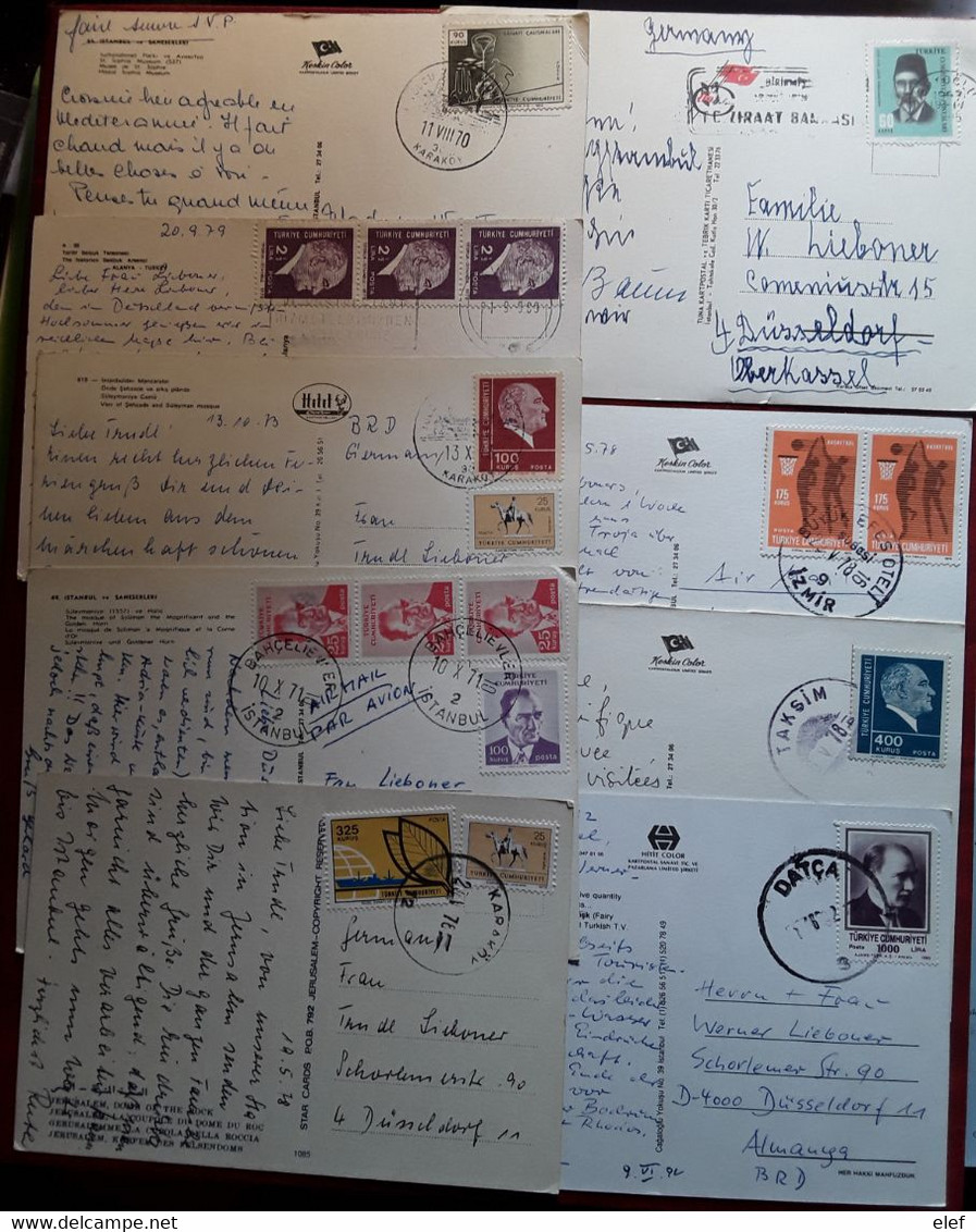 TURKIYE TURQUIE TURKEY,  1963 - 1979 Lot De 9 Cartes Postales Avec Timbres Variés,  Ensemble TB - Colecciones & Series