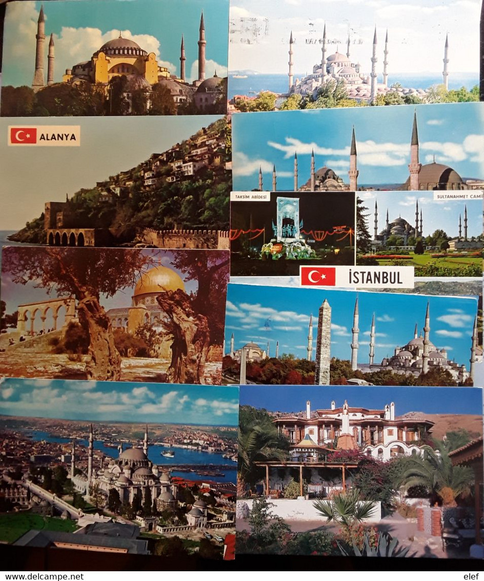 TURKIYE TURQUIE TURKEY,  1963 - 1979 Lot De 9 Cartes Postales Avec Timbres Variés,  Ensemble TB - Collections, Lots & Séries