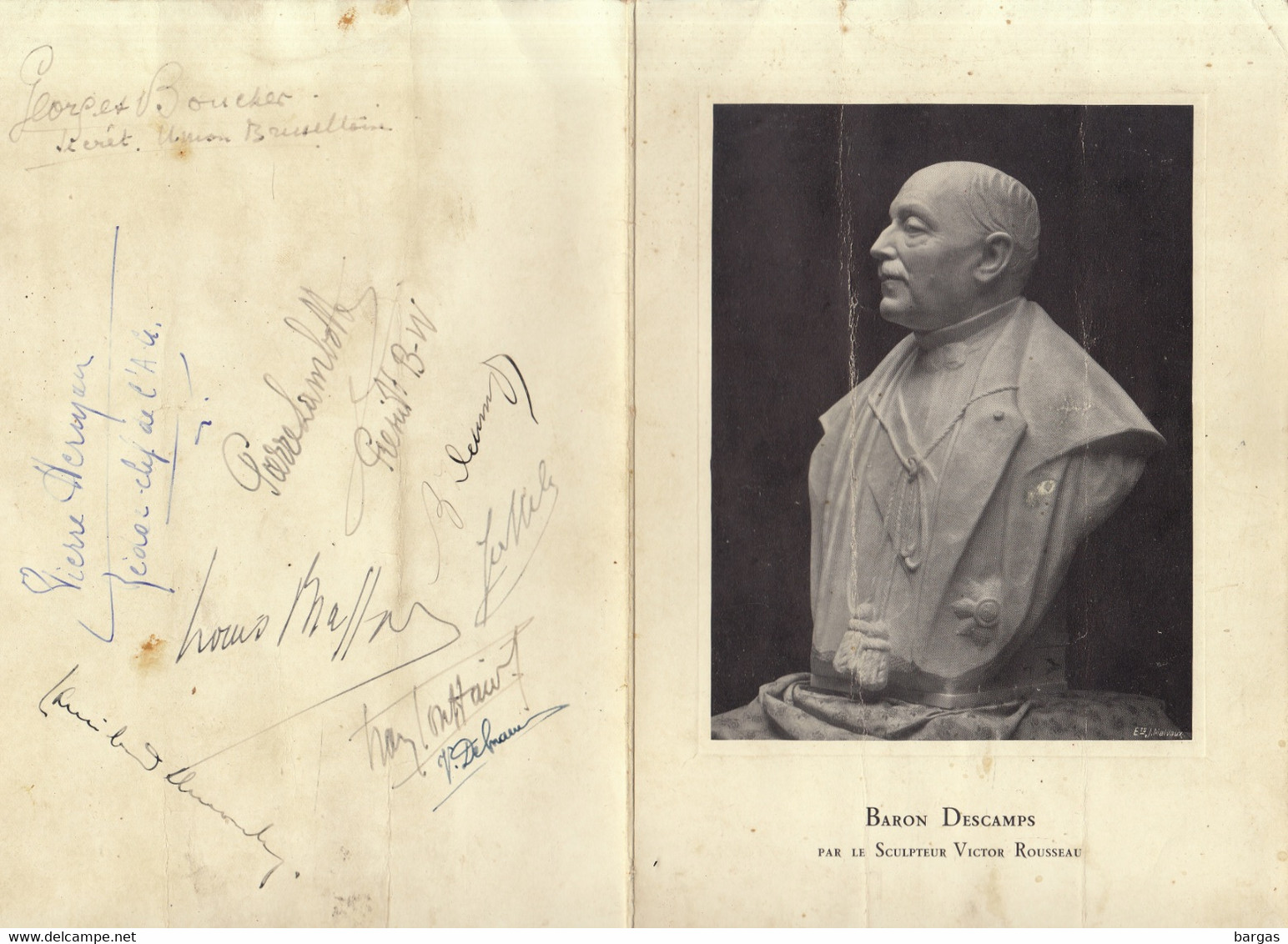 1926 Menu Avec Autographe Union Bruxelloise Football Maison Des Brasseurs Louvain Baron Descamps Victor Rousseau - Handtekening