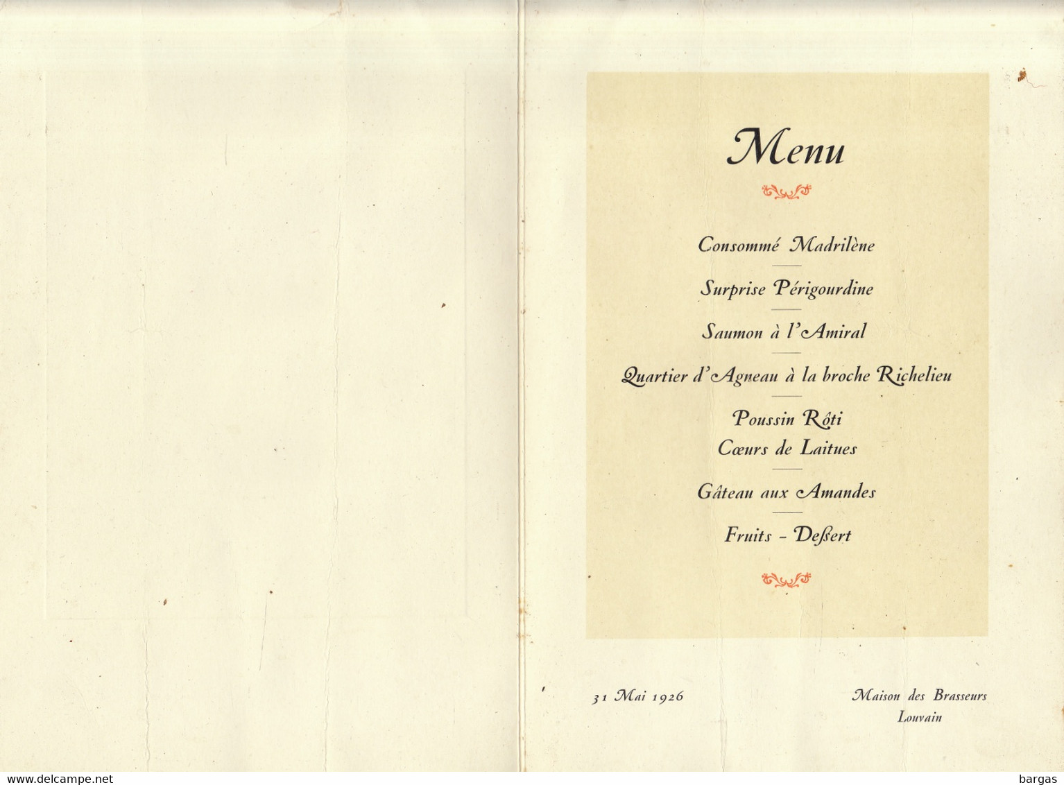 1926 Menu Avec Autographe Union Bruxelloise Football Maison Des Brasseurs Louvain Baron Descamps Victor Rousseau - Handtekening