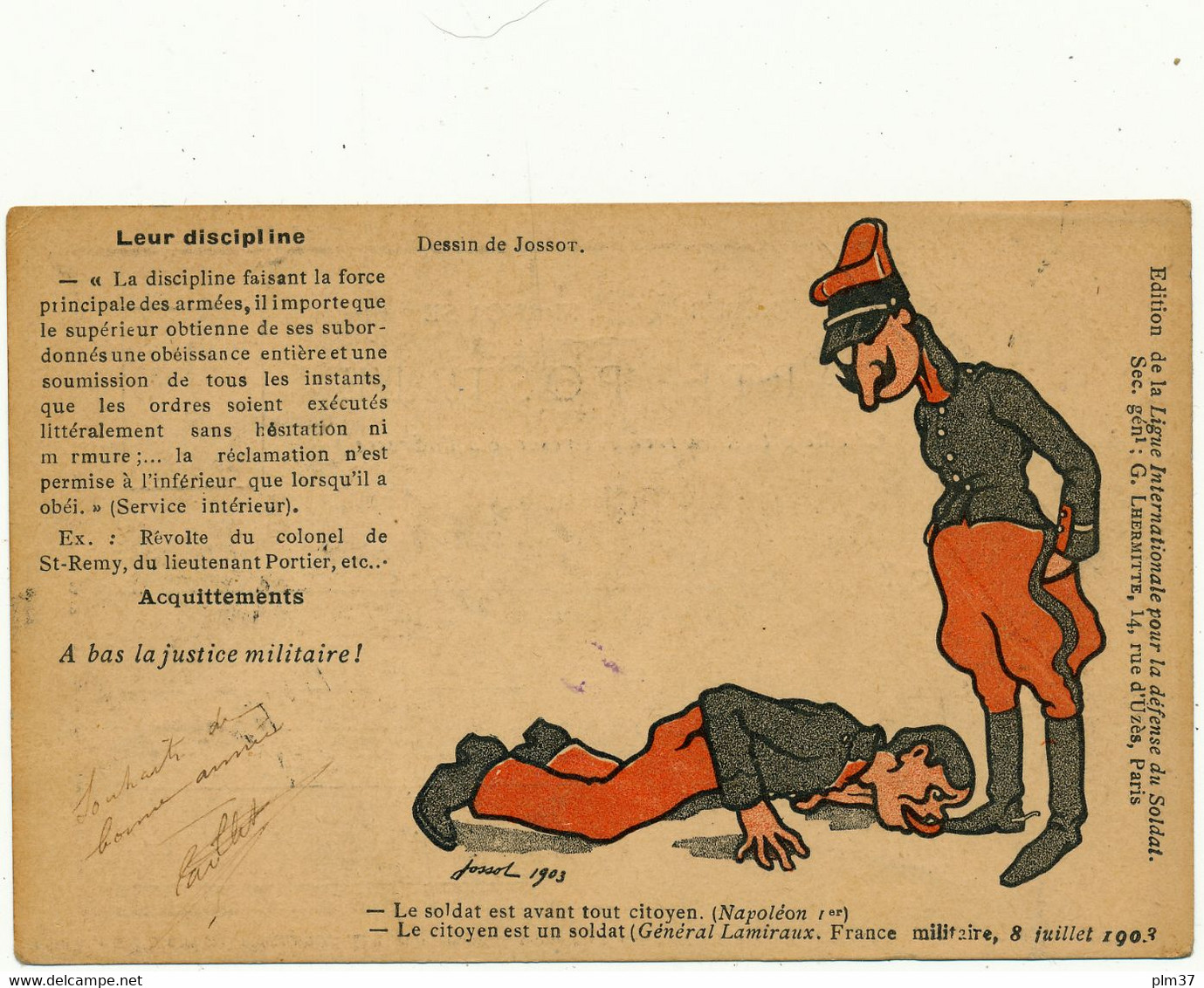 JOSSOT - "A Bas La Justice Militaire", Ligue Pour La Défense Du Soldat - Jossot