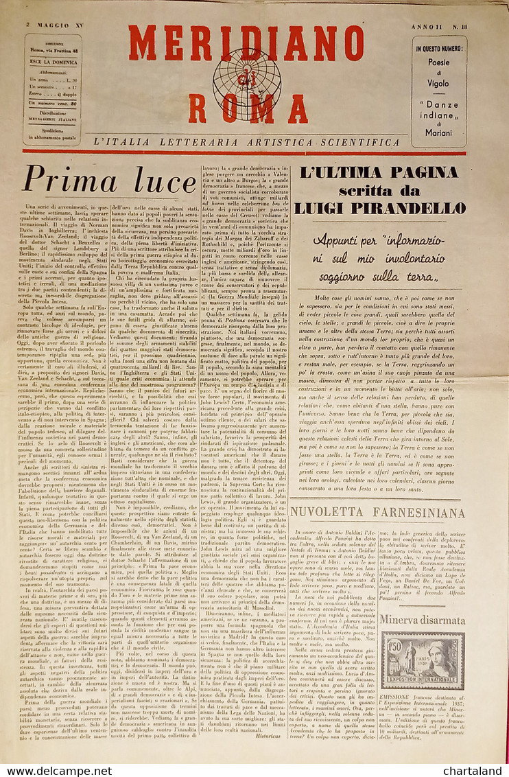 Rivista - Meridiano Di Roma N. 18 - 1937 Prima Luce - Altri & Non Classificati