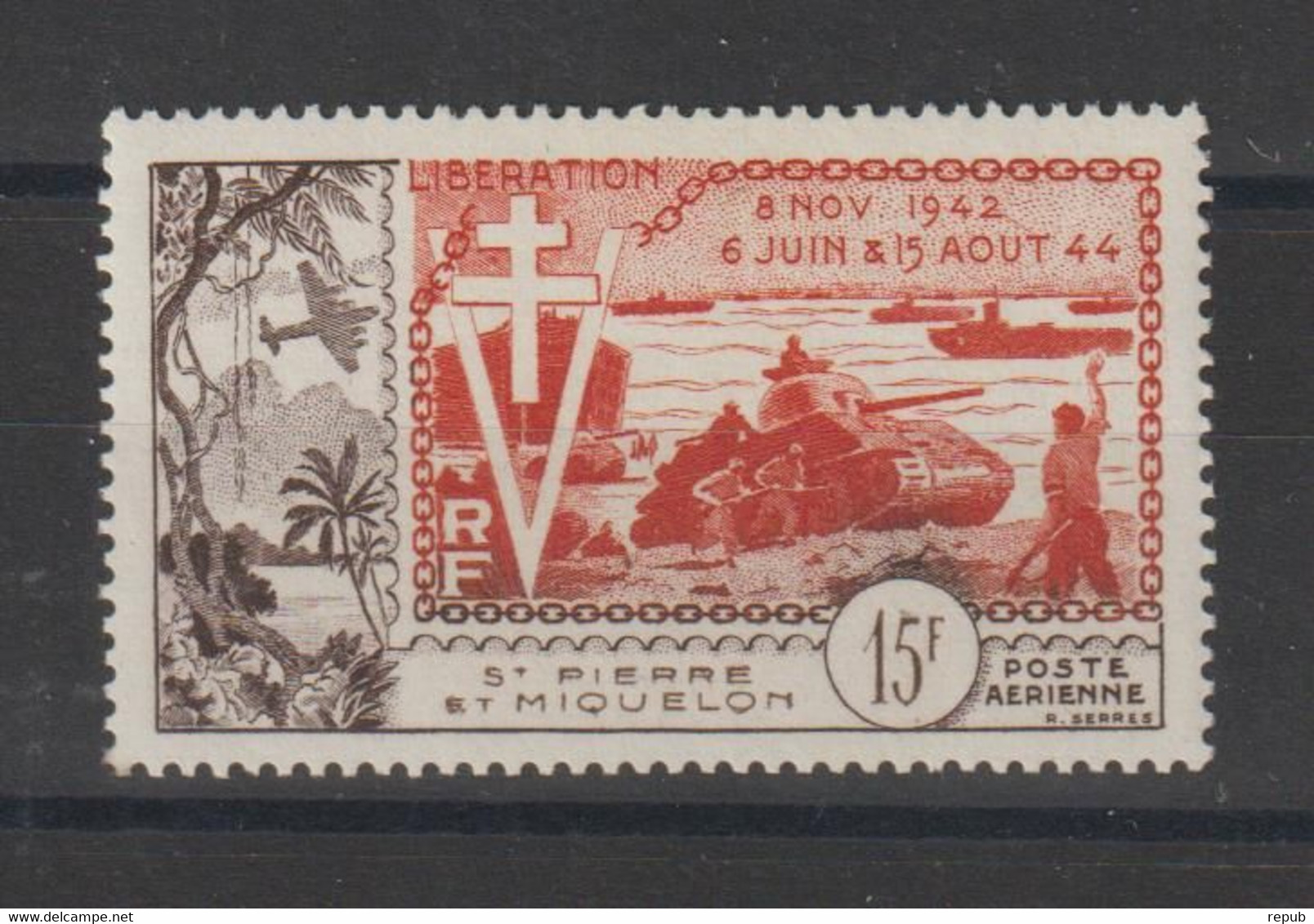 Saint Pierre Et Miquelon 1954 Anniversaire De La Libération PA 22 1 Val * Charnière MH - Unused Stamps