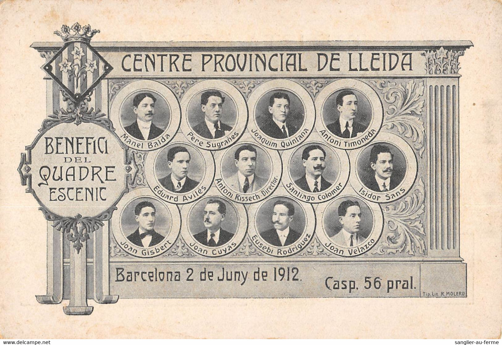 CPA ESPAGNE BARCELONA CENTRE PROVINCIAL DE LLEIDA BARCELONA 2 DE JUNY DE 1912 - Andere & Zonder Classificatie