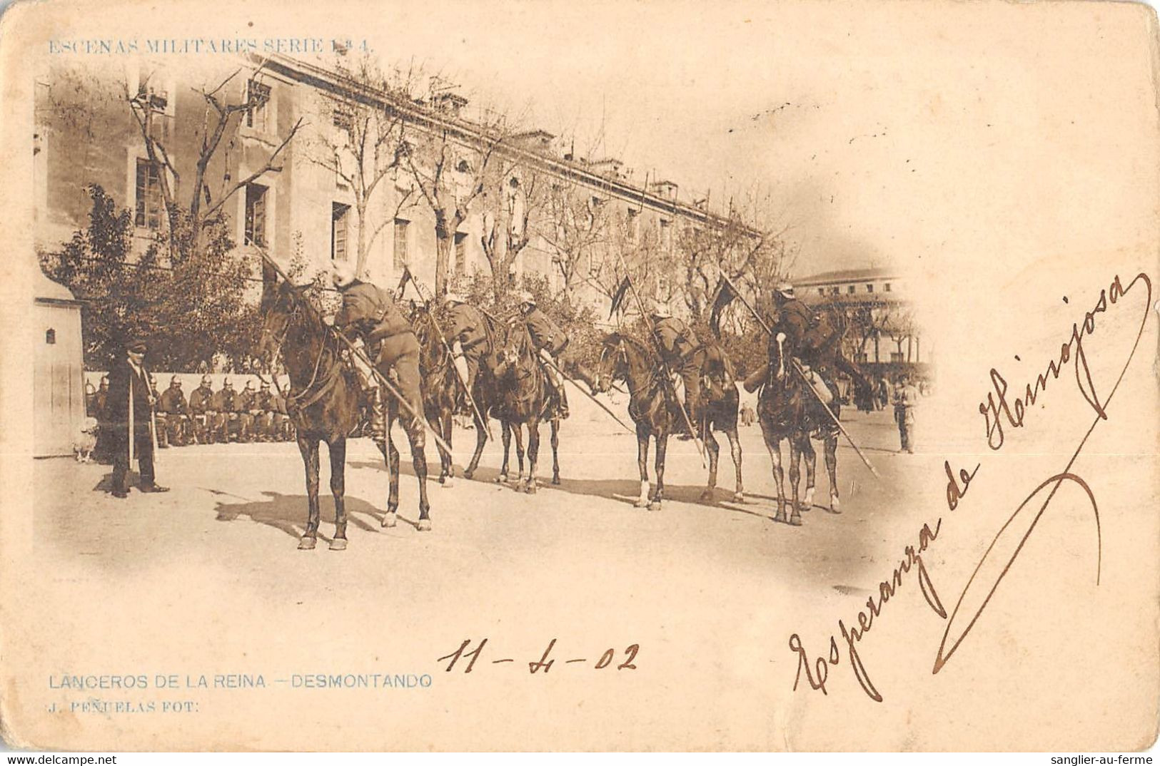 CPA ESPAGNE ESCENAS MILITARES LANCEROS DE LA REINA DESMONTANDO - Andere & Zonder Classificatie