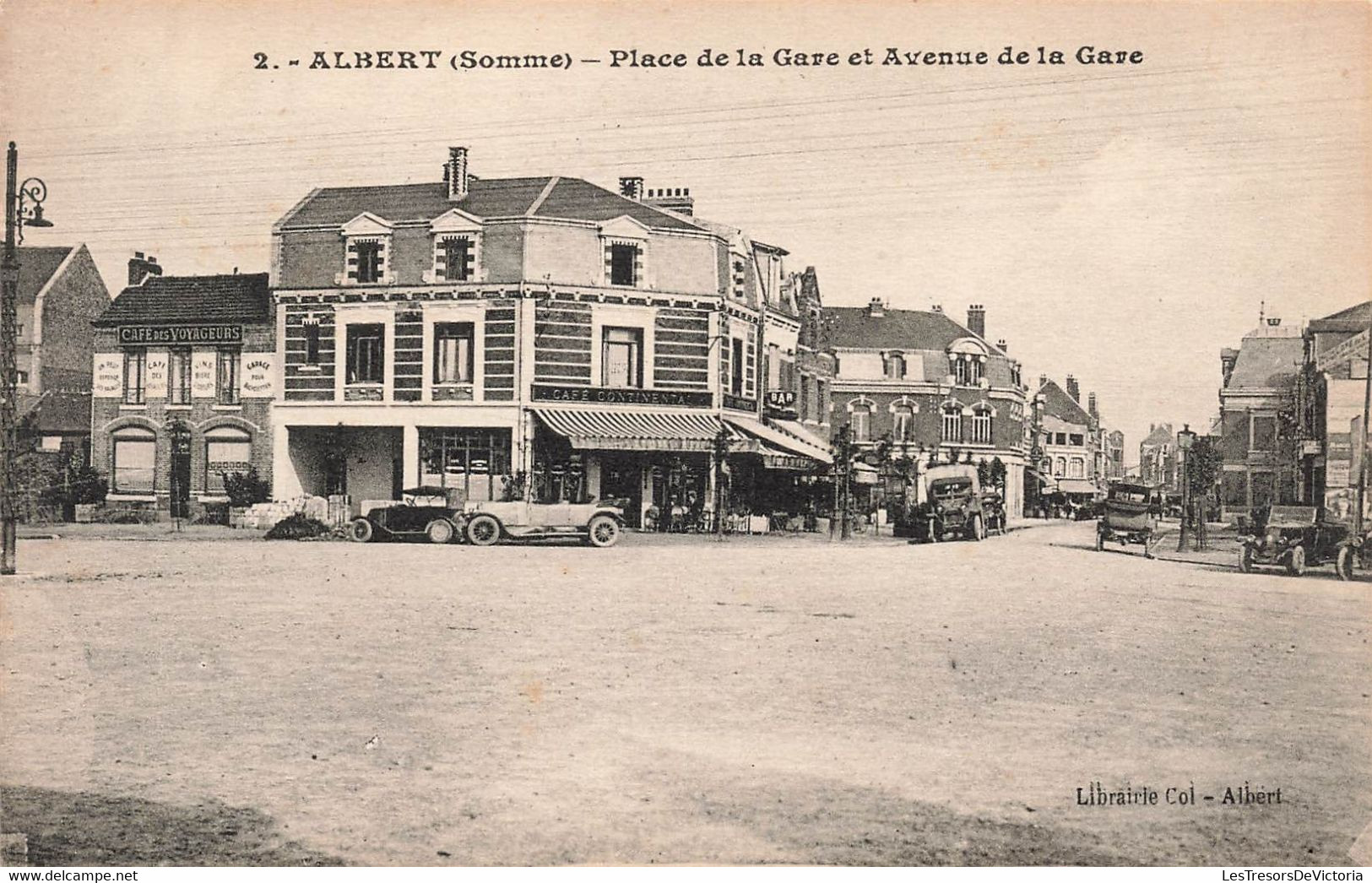CPA  - Albert - Place De La Gare Et Avenue De La Gare - Librairie Col - Albert