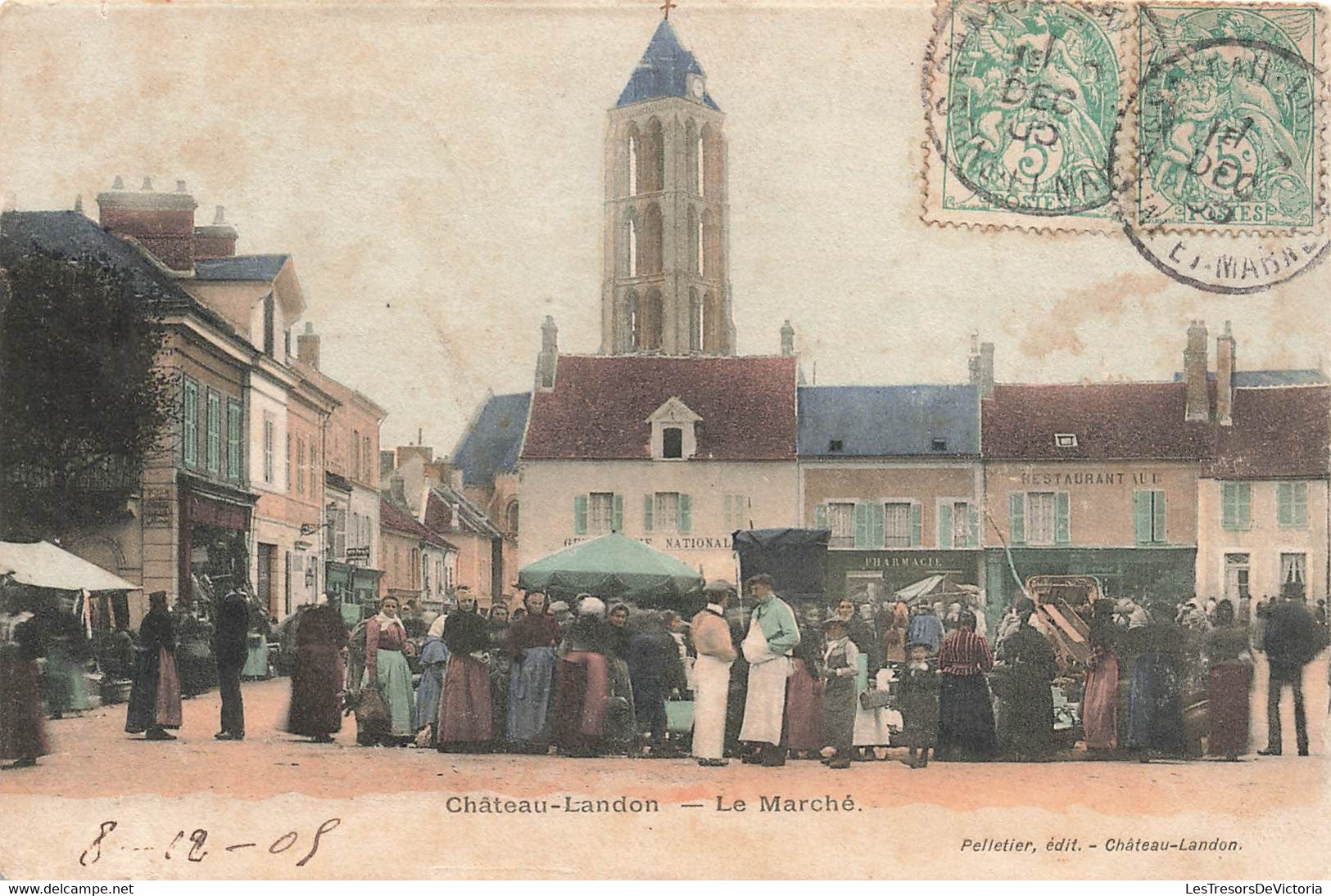 CPA Chateau Landon - Le Marché - Pelletier Edit. - Marktplaatsen