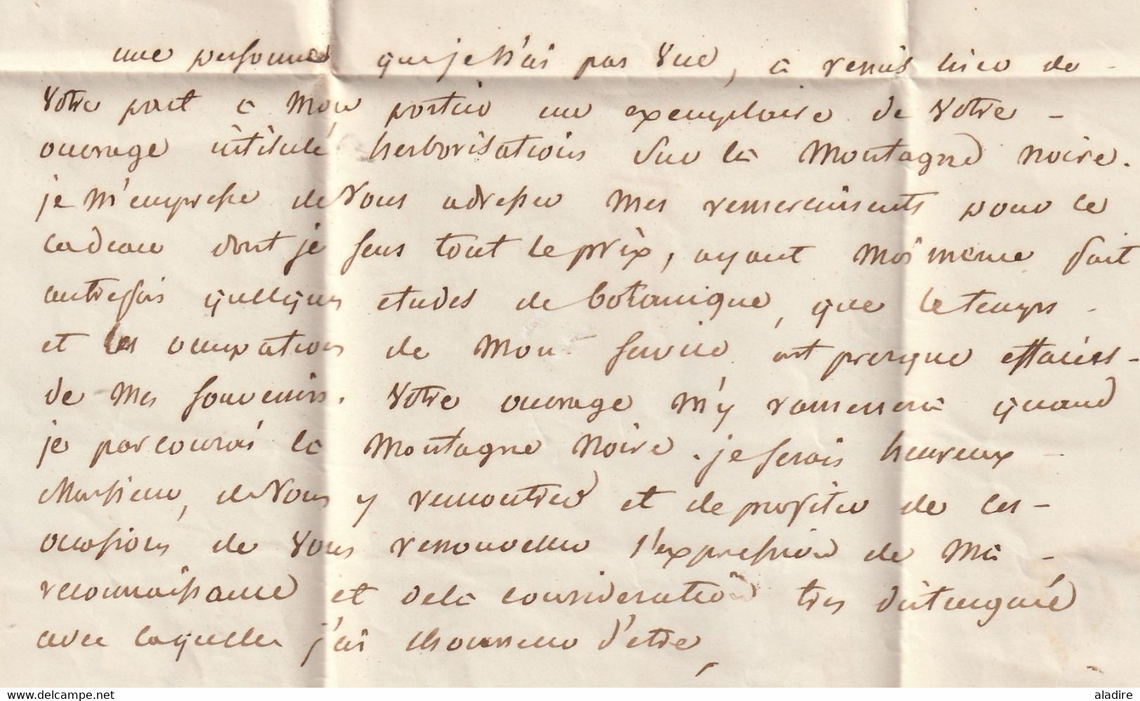 1848 - Lettre pliée avec correspondance savante de Toulouse vers Castres en Port Payé PP - cad arrivée