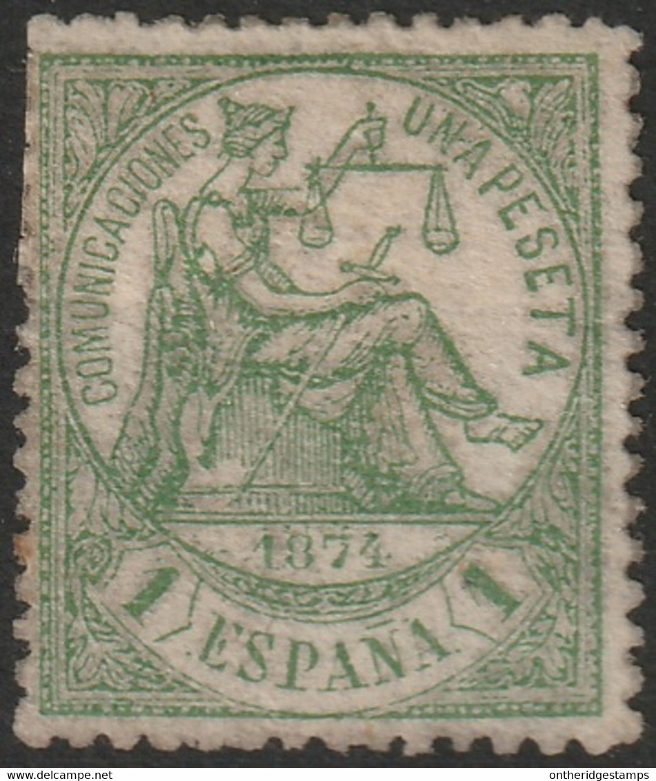 Spain 1874 Sc 208 Ed 150 MH* Partial Gum Crease - Unused Stamps