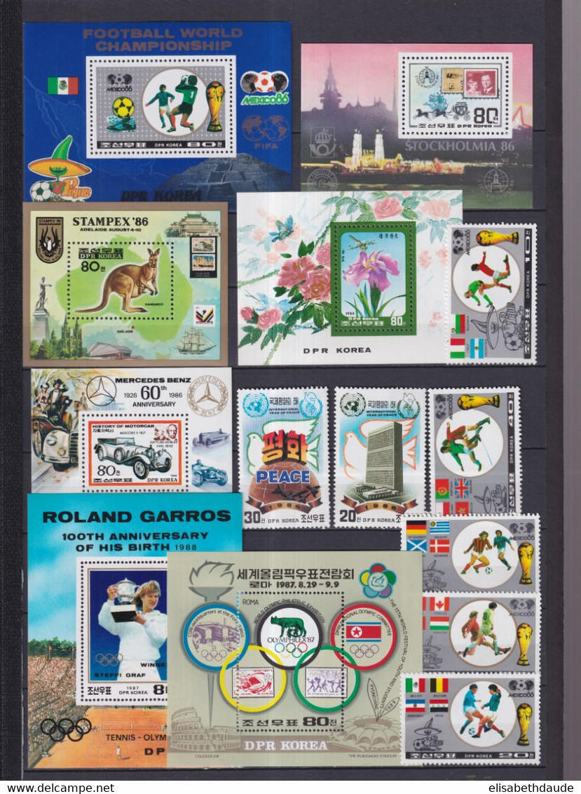 KOREA - 1985/1989 - COLLECTION ** MNH 4 PAGES ! - ANIMAUX/TRANSPORTS/FLEURS ETC....COTE YVERT = 181 EUR - Korea, North