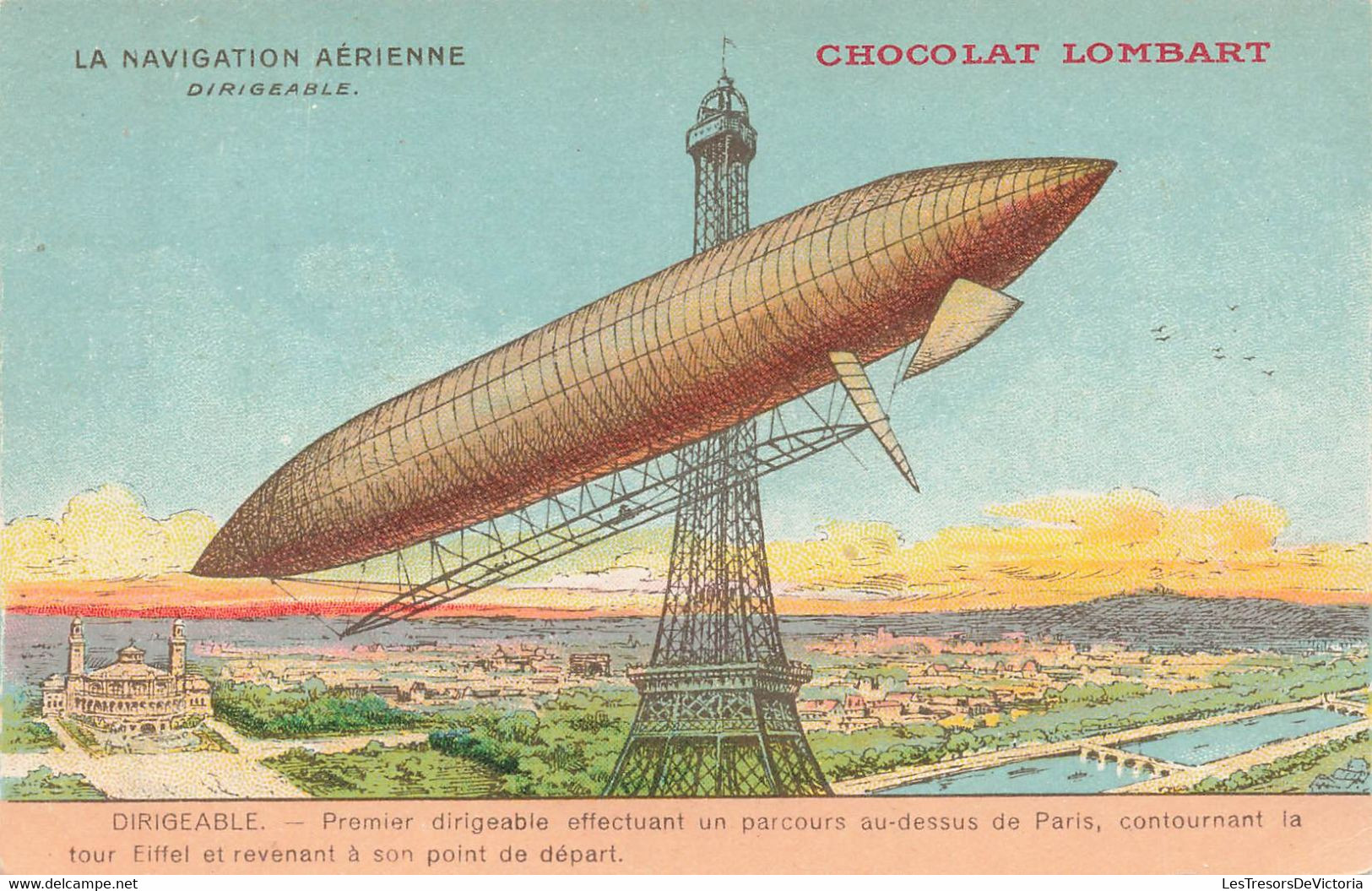 CPA La Navigation Aerienne - Dirigeable - Publicité Chocolat Lombart - Dirigibili