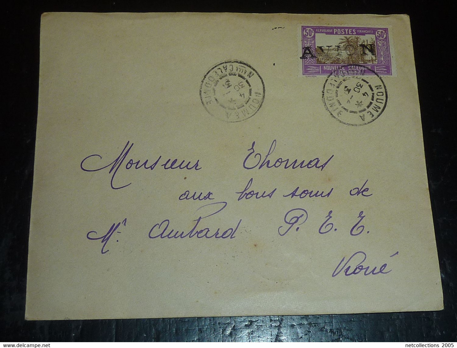 LETTRE DE NOUVELLE CALEDONIE ET DEPENDANCES N°150 SURCHARGE " AVION " 1931 De NOUMEA Pour KONE...- ENVELOPPE PLI (DOC-F) - Lettres & Documents