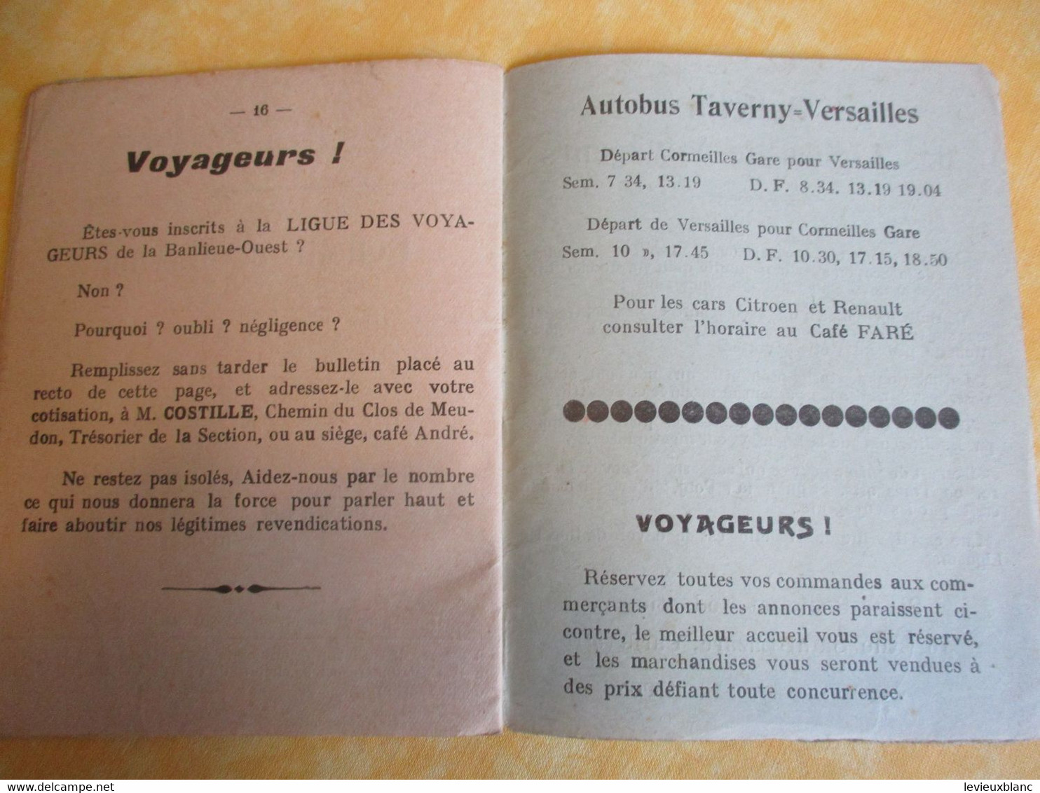 Chemin de fer/Paris St Lazare à Cormeilles et Versailles /Autobus de Taverny à Versailles/Horaire Hiver 1938-39   TRA66