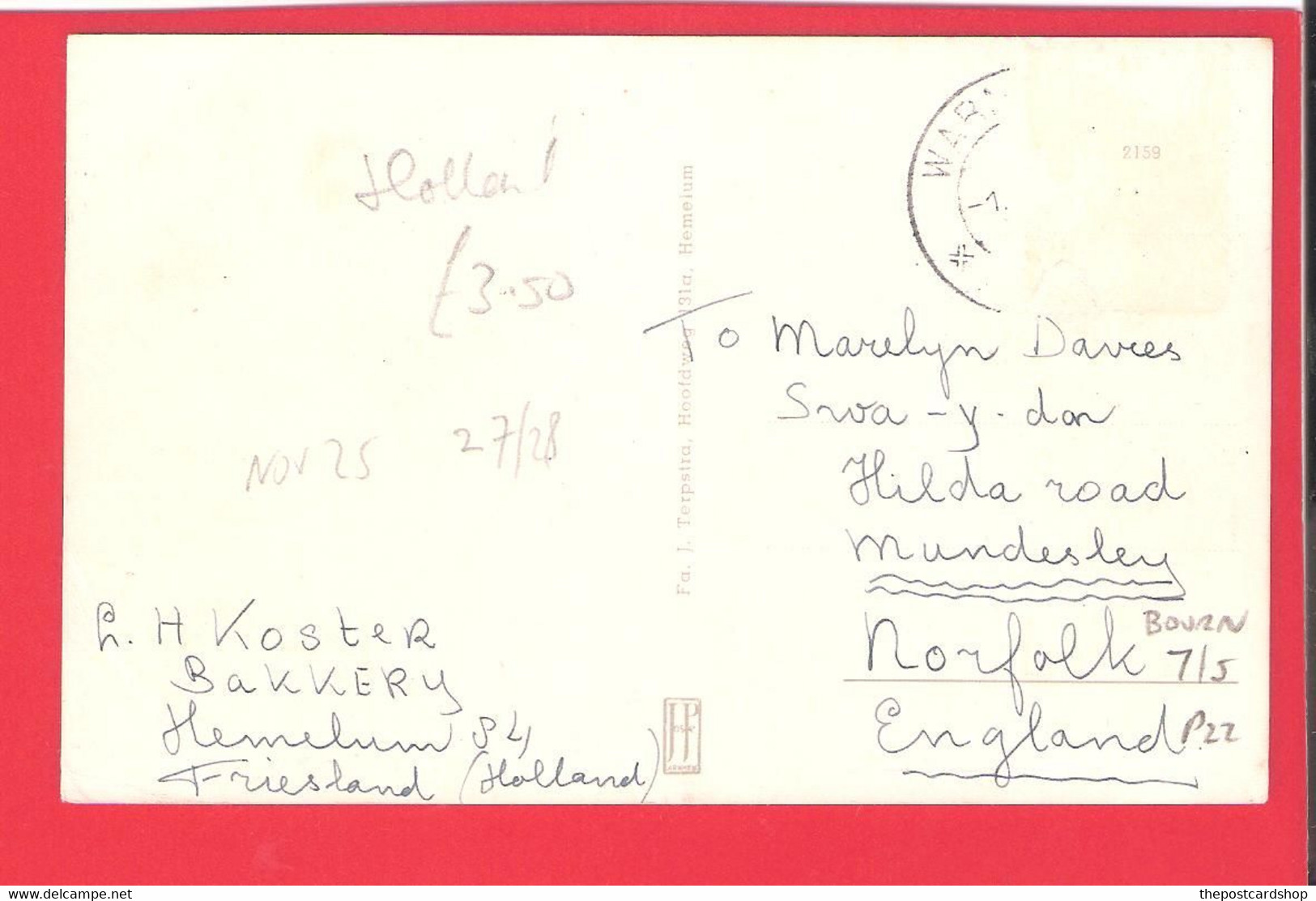 Groeten Huit Hemelum Súdwest Fryslân Friesland Niederlande Used Stamp Removed - Autres & Non Classés