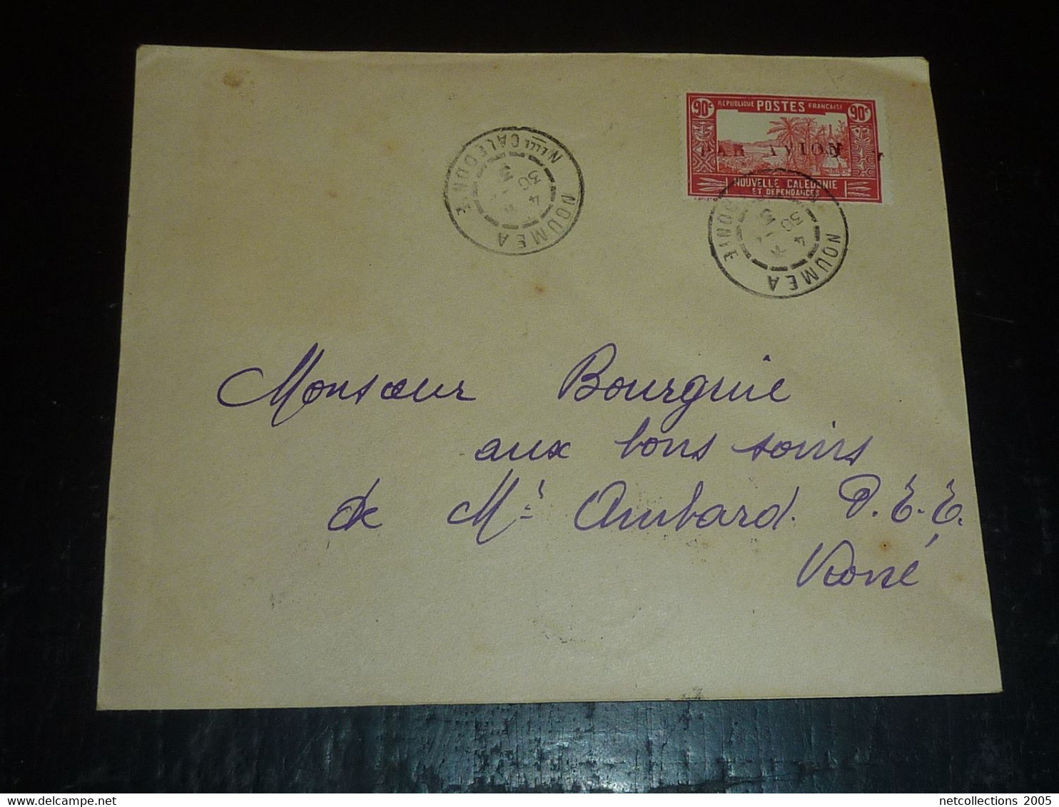 LETTRE DE NOUVELLE CALEDONIE ET DEPENDANCES N°153 SURCHARGE " AVION " 1931 De NOUMEA à KONE - ENVELOPPE (DOC-F) - Storia Postale