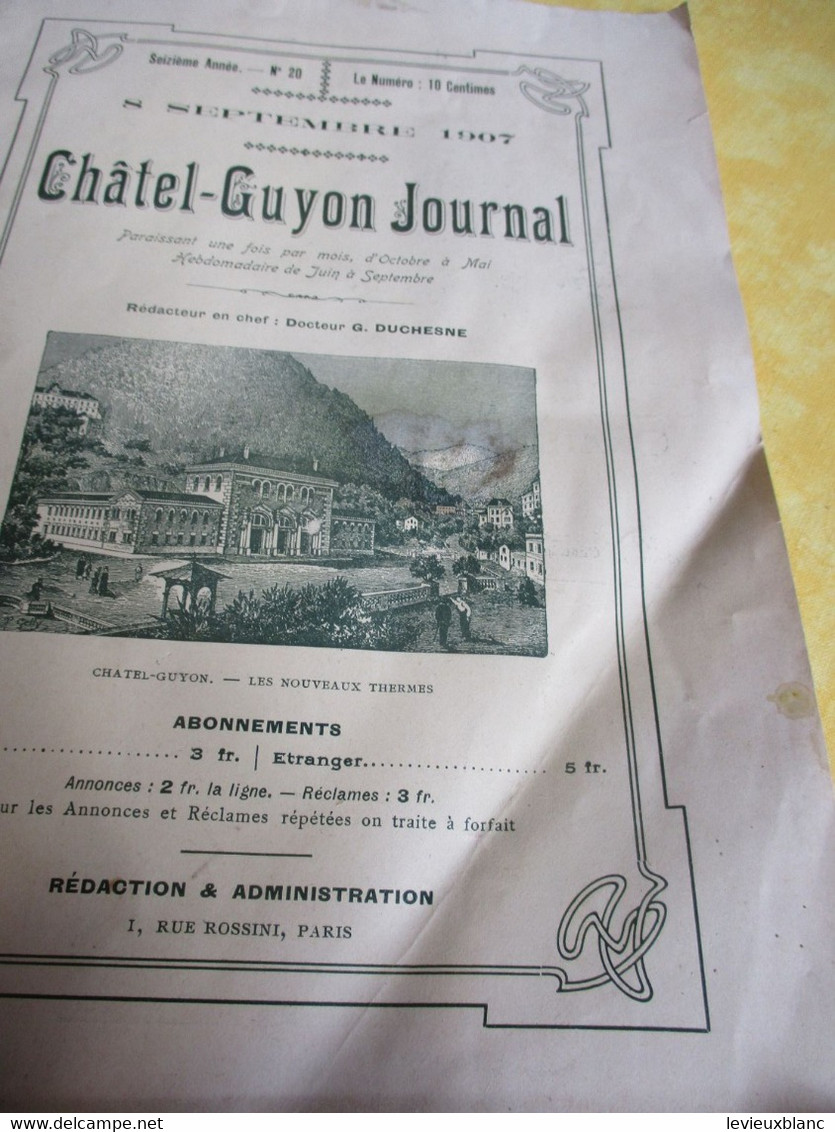 Châtel-Guyon Journal /N°20/ Duchesne /CHATEL-GUYON -LES-BAINS  / 1908               VPN384 - Ferrovie