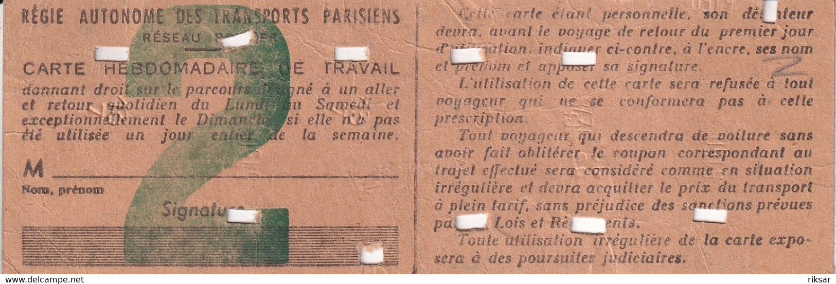 TICKET DE TRANSPORT - Europe