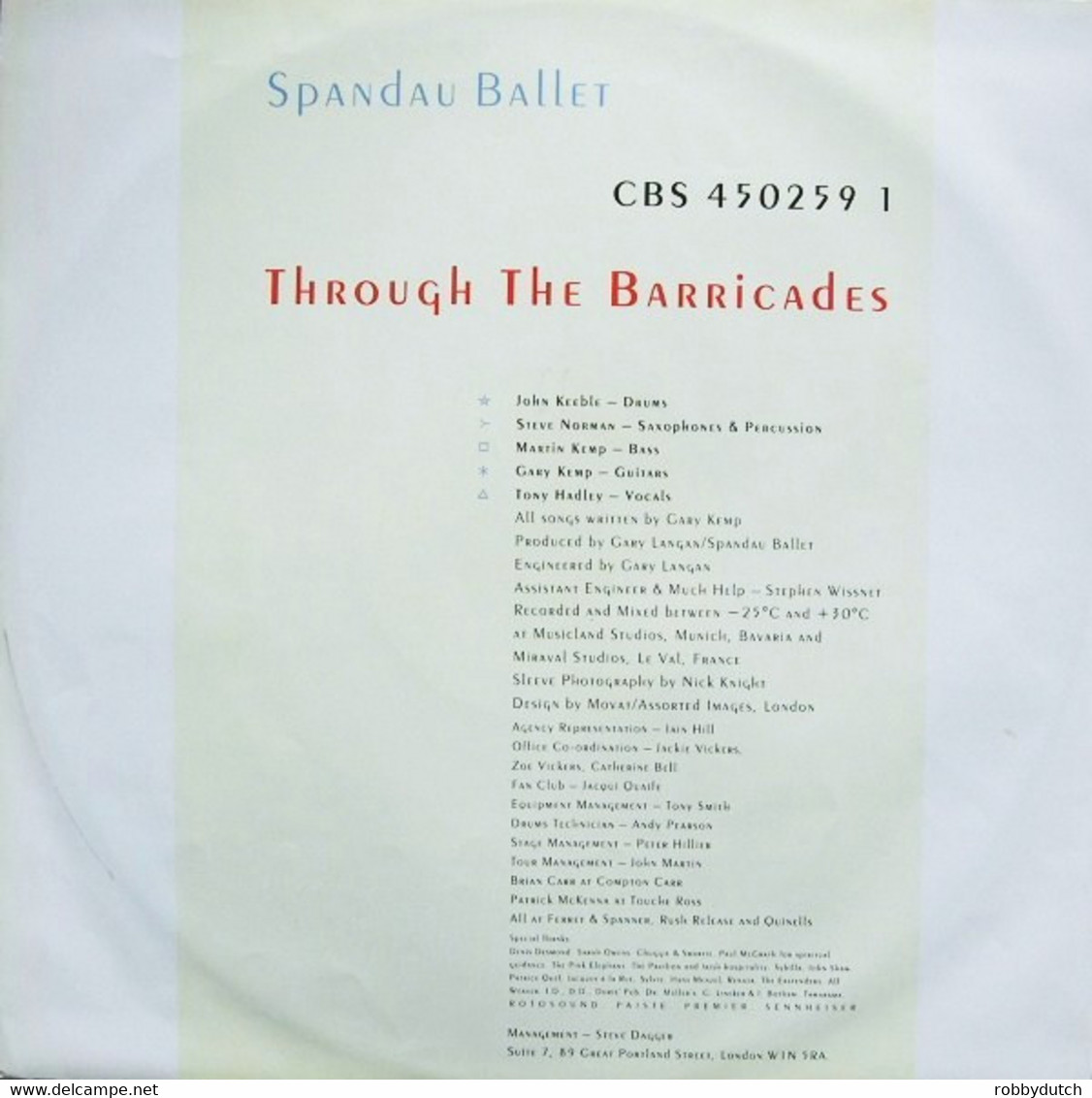 * LP *  SPANDAU BALLET - THROUGH THE BARRICADES (Holland 1986 EX!!) - Disco, Pop