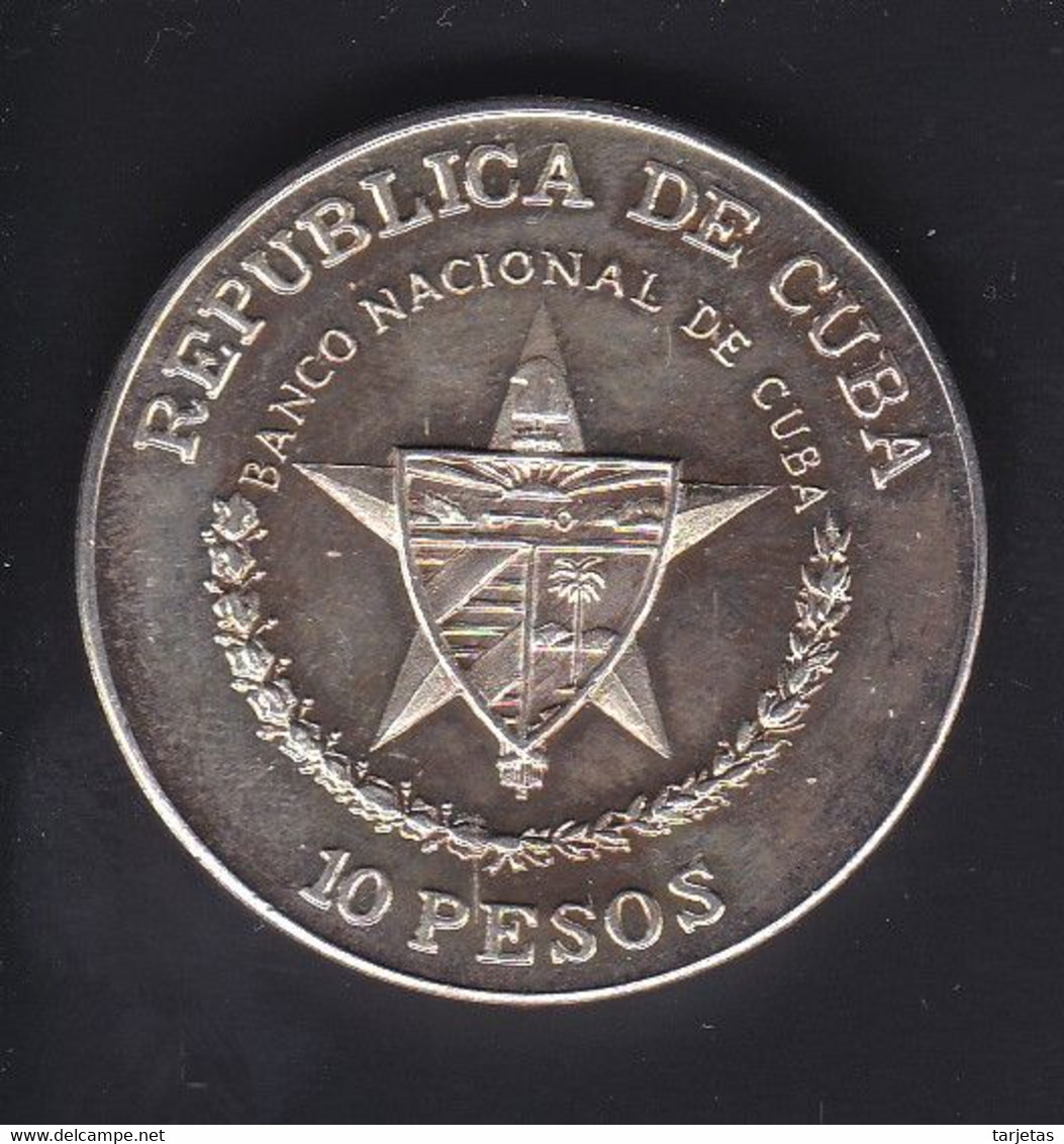 MONEDA DE PLATA DE CUBA DE 10 PESOS AÑO 1988 TREN HISPANO AMERICANO (LA DE LA FOTO) - Cuba