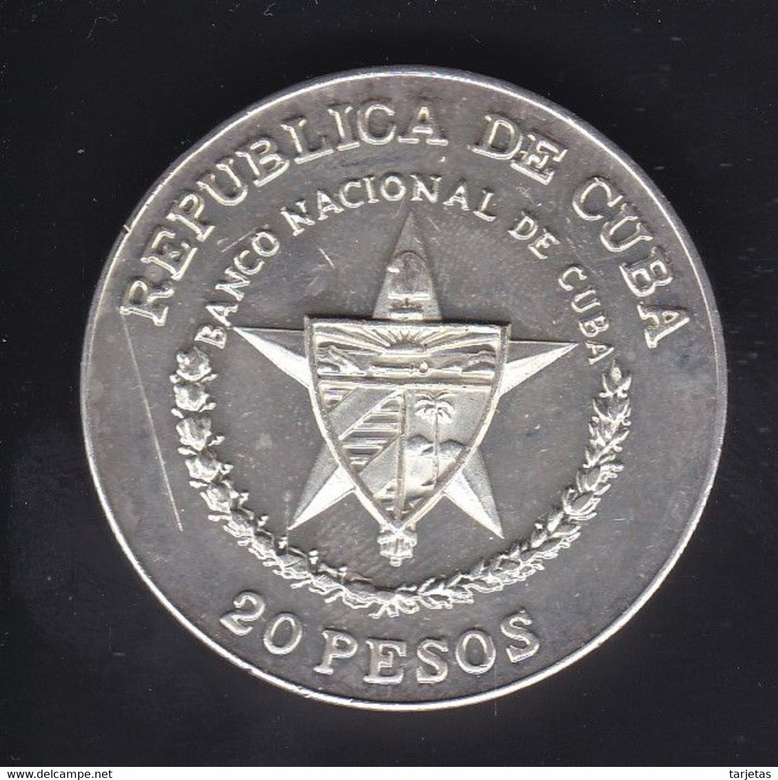 MONEDA DE PLATA DE CUBA DE 20 PESOS AÑO 1988 TREN LIVERPOL - MANCHESTER (LA DE LA FOTO) - Kuba