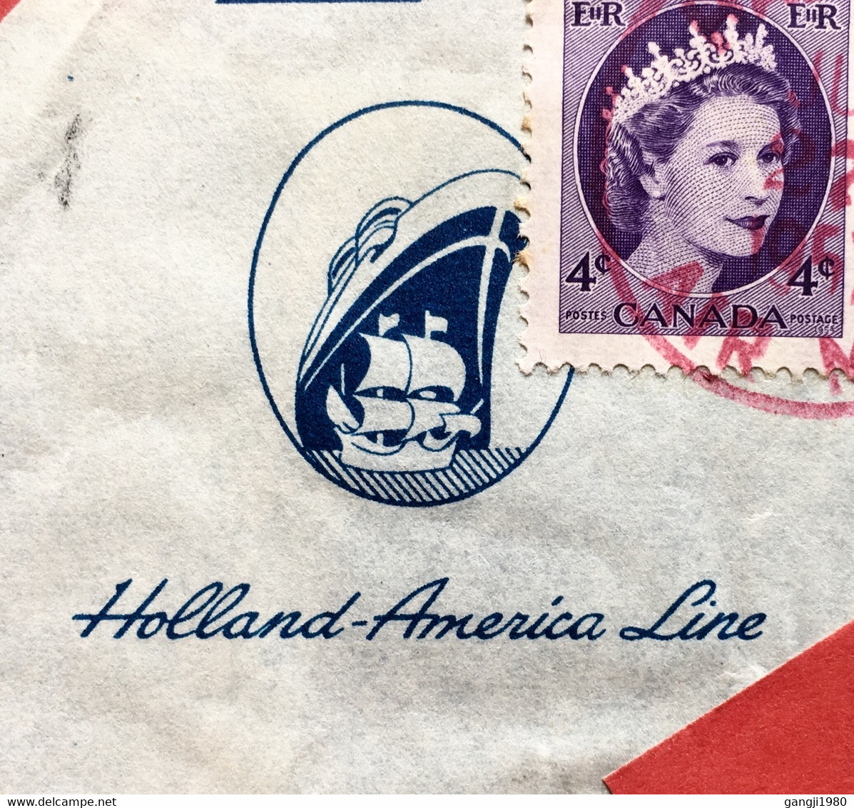 CANADA TO USA USED COVER 1957, VIGNETTE “SPECIAL DELIVERY EXPRESS” 1955 PRINT “HOLLAND-AMERICA LINE” HALIFEX RED CANCEL. - Luftpost-Express