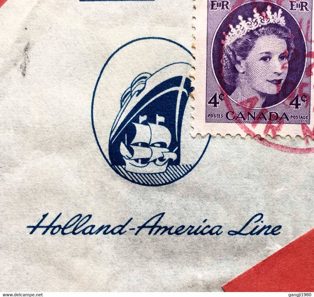 CANADA TO USA USED COVER 1957, VIGNETTE “SPECIAL DELIVERY EXPRESS” 1955 PRINT “HOLLAND-AMERICA LINE” HALIFEX RED CANCEL. - Posta Aerea: Espressi